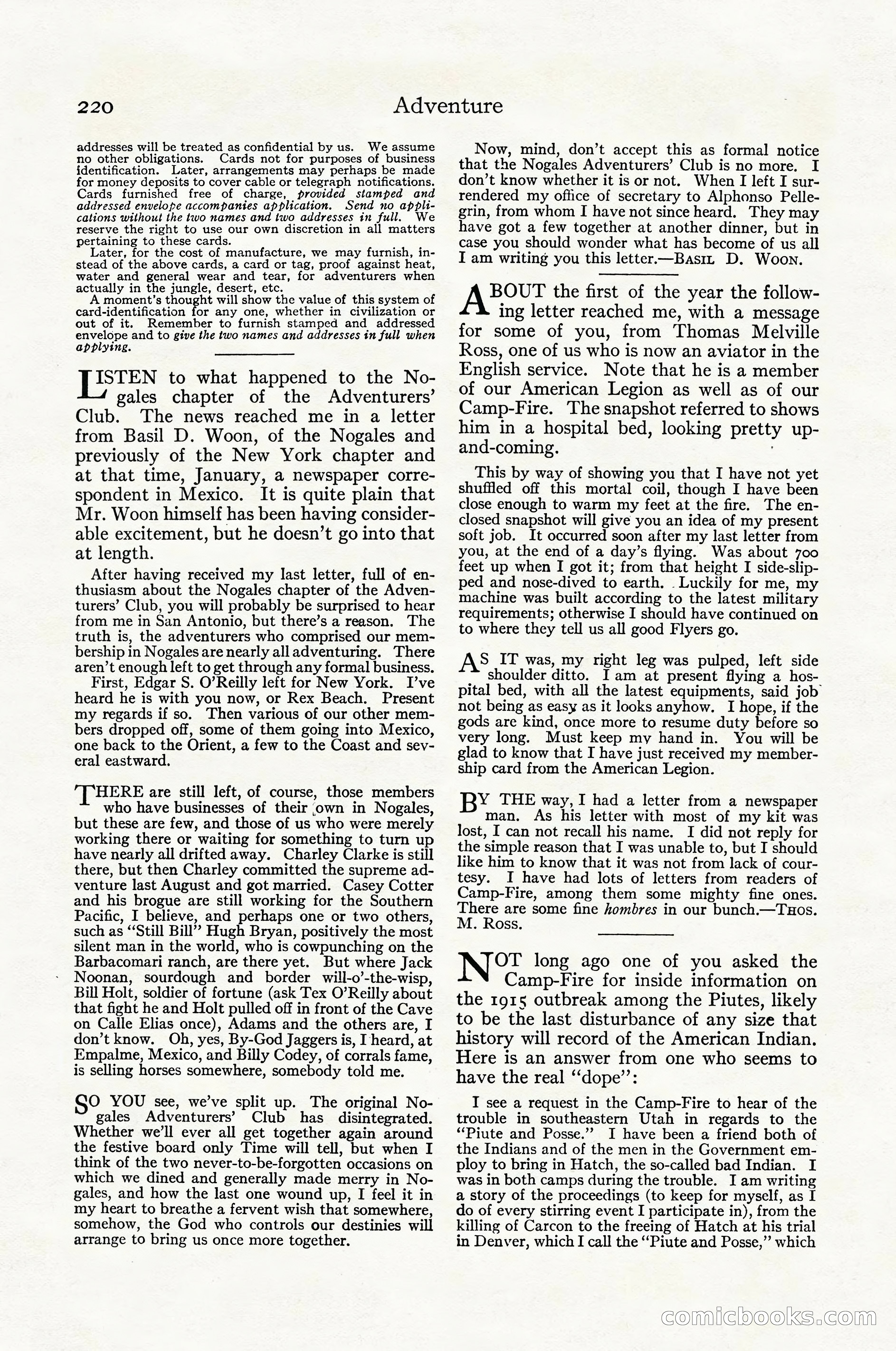 Adventure Magazine Cover, April 1916 — page 222 of 228