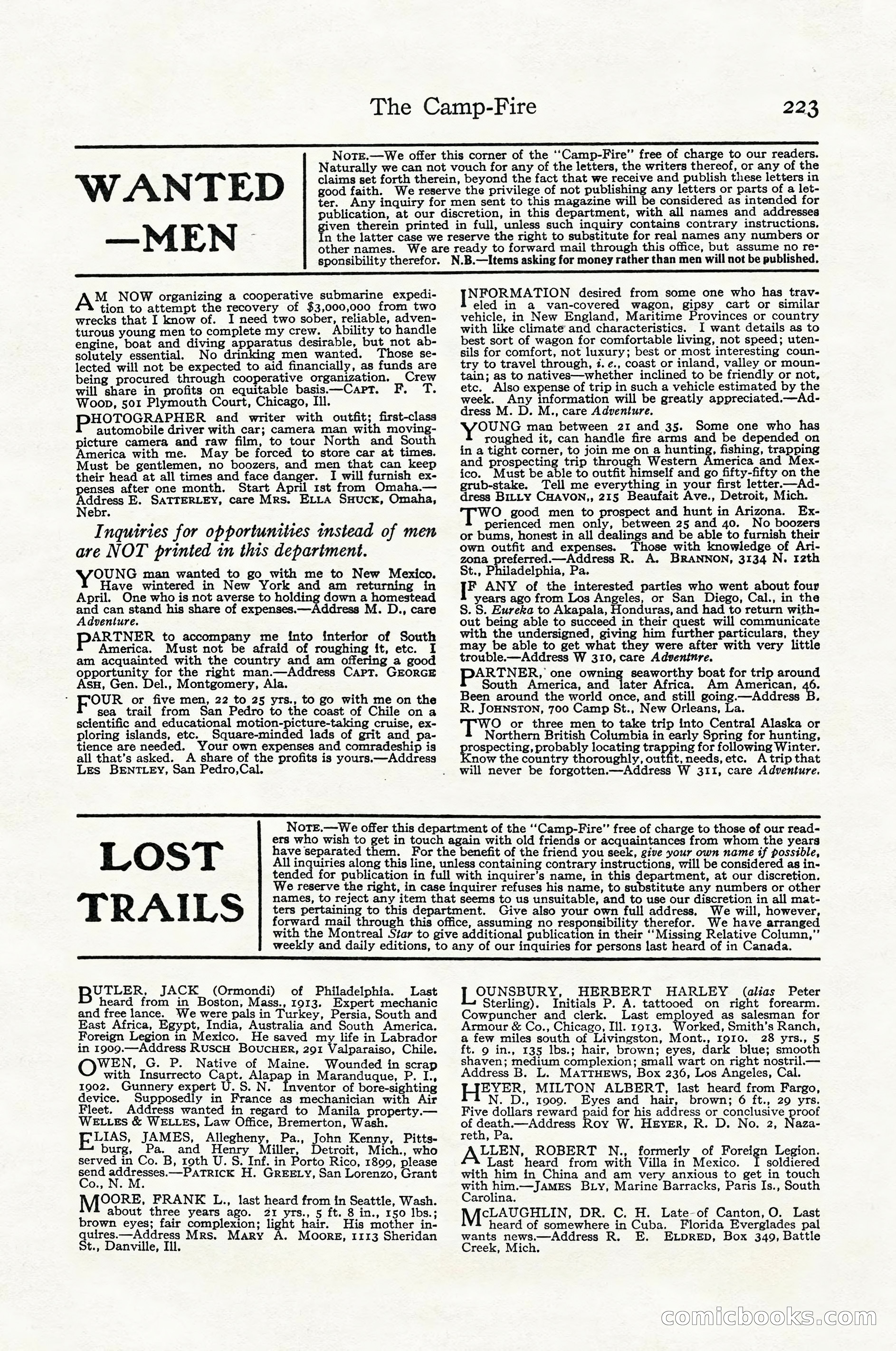 Adventure Magazine Cover, April 1916 — page 225 of 228