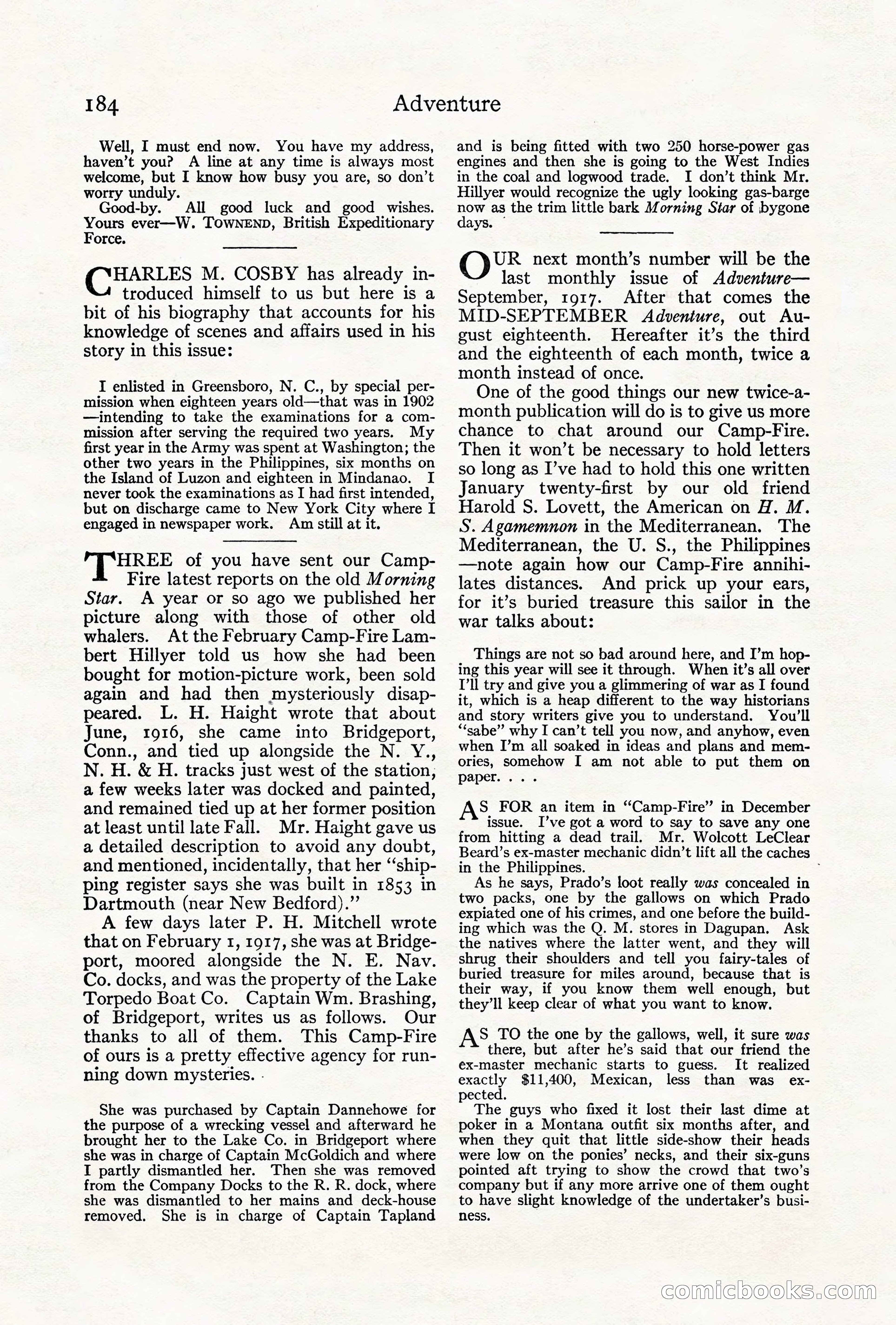 Adventure, August 1917 — page 186 of 196