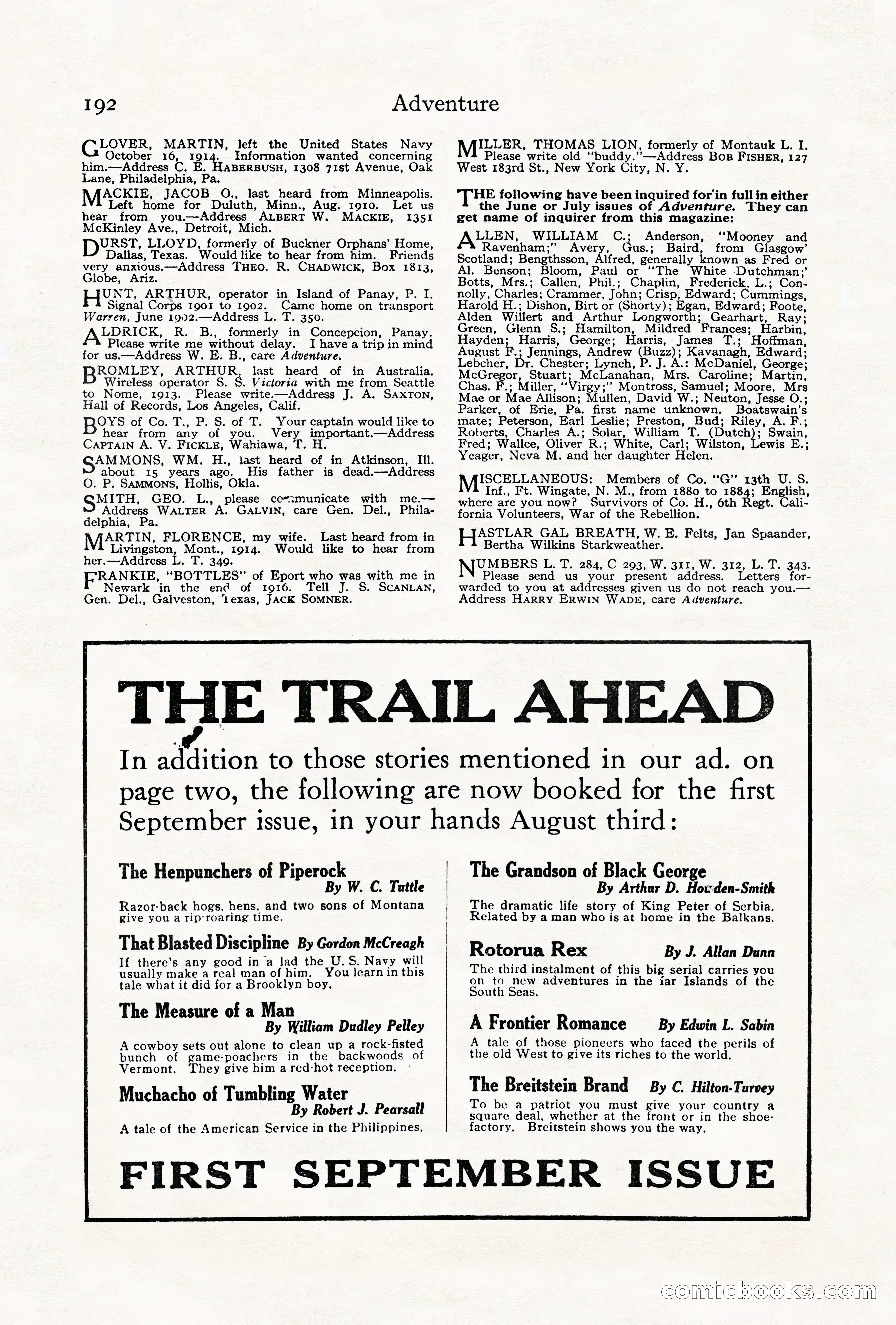 Adventure, August 1917 — page 194 of 196