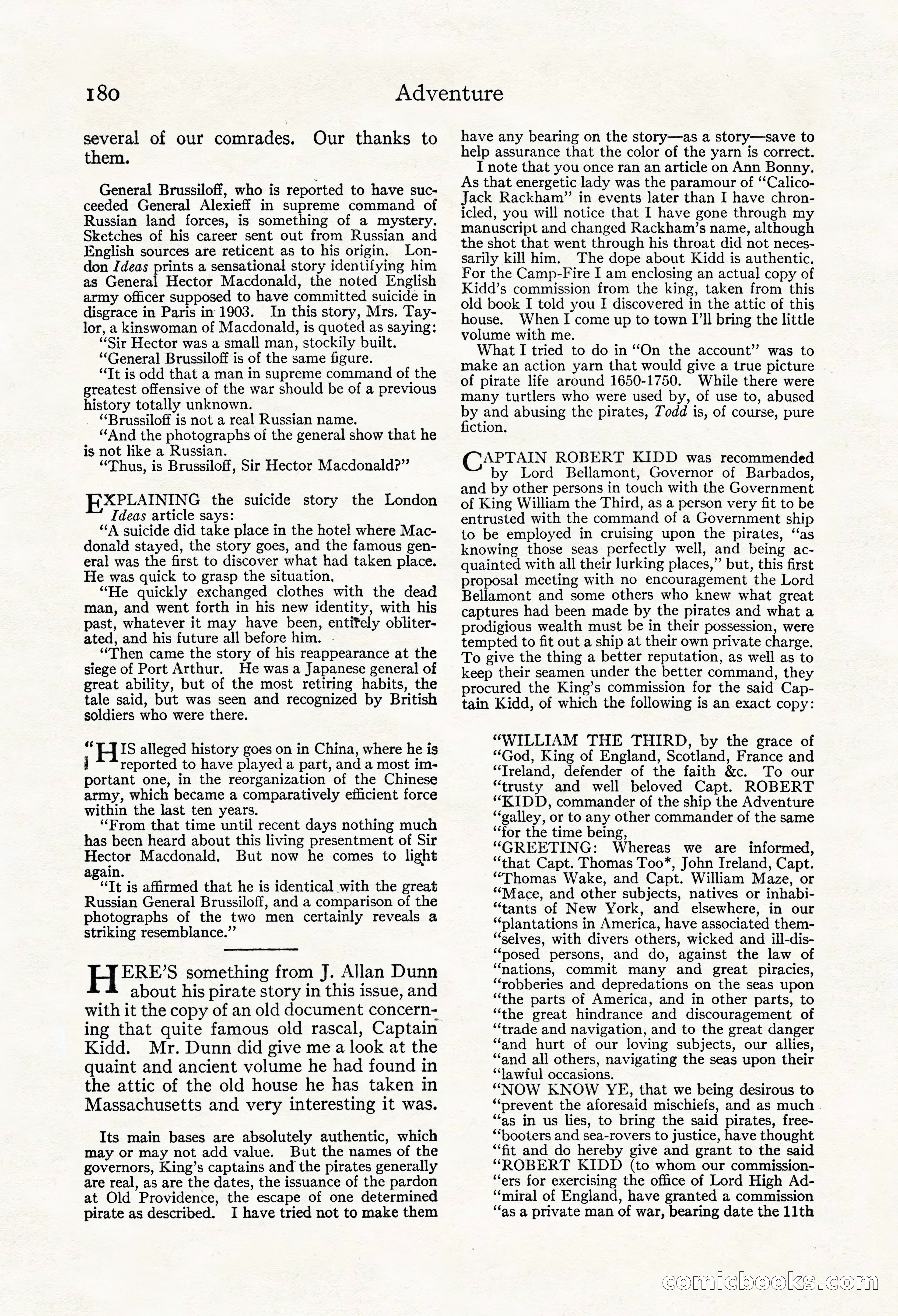 Adventure Magazine, Mid-September 1917 — page 182 of 196