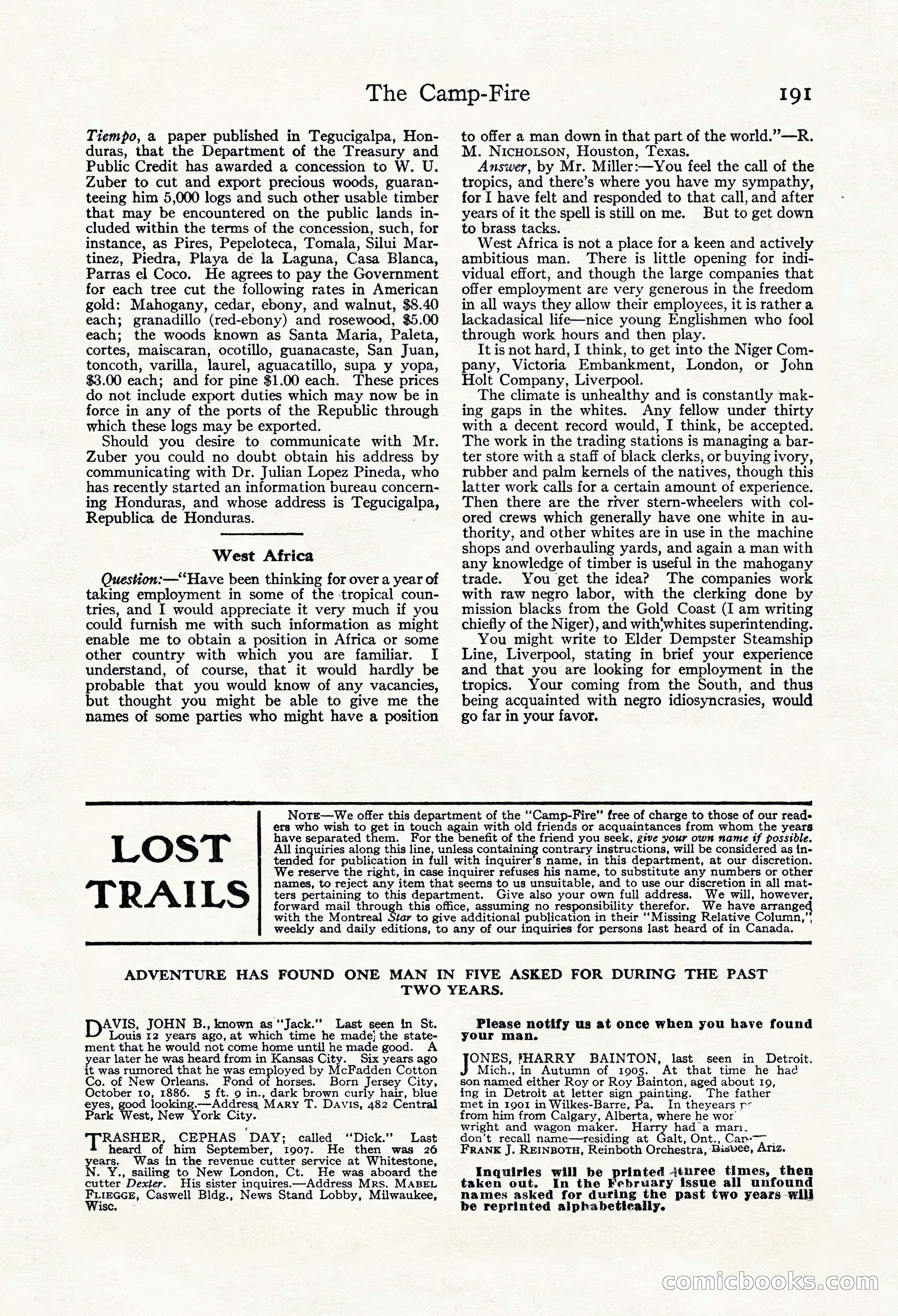Adventure Magazine, Mid-September 1917 — page 193 of 196