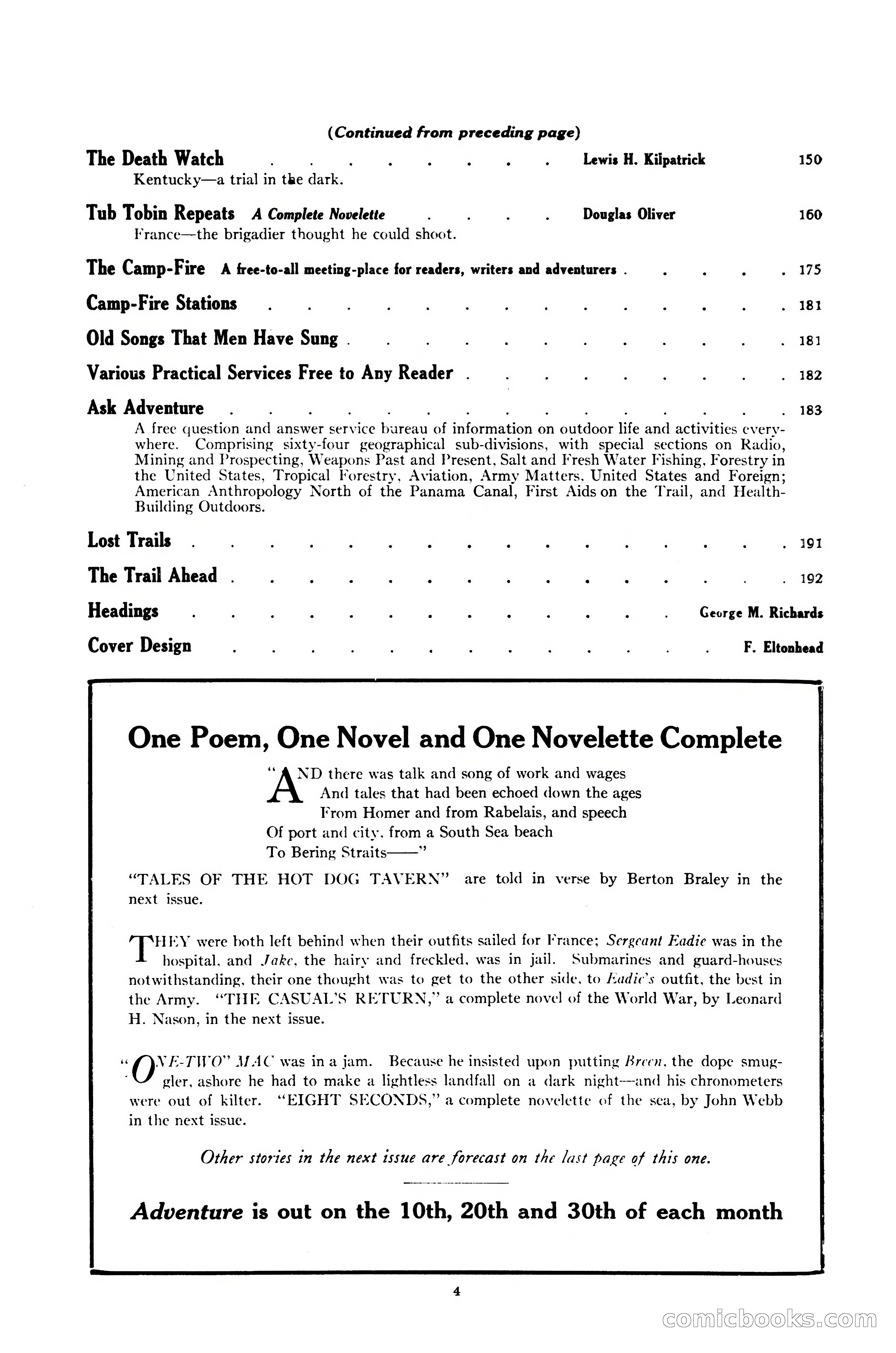 Adventure Magazine Cover, October 30, 1924 — page 6 of 204