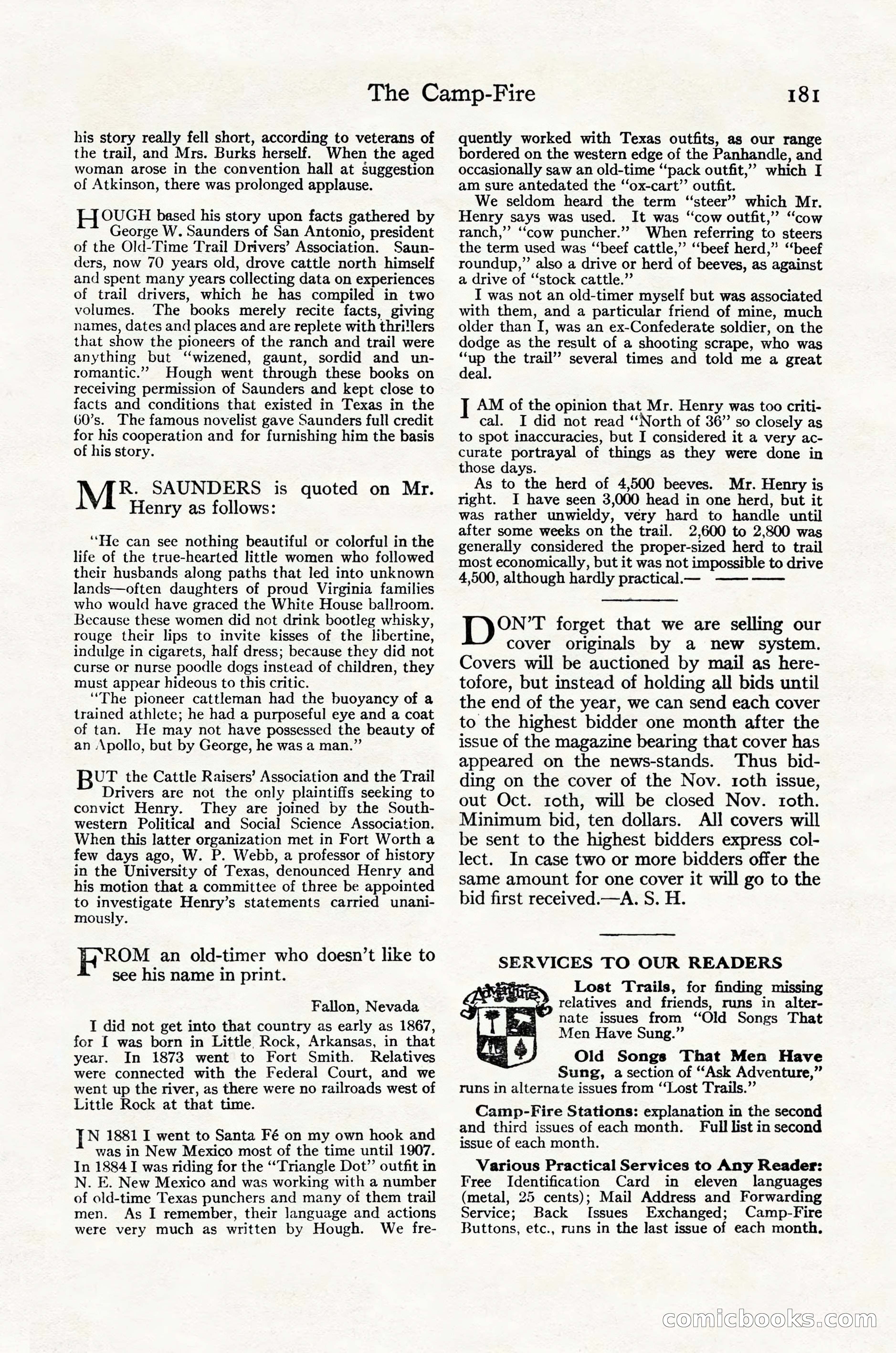 Adventure Magazine Cover, October 30, 1924 — page 191 of 204