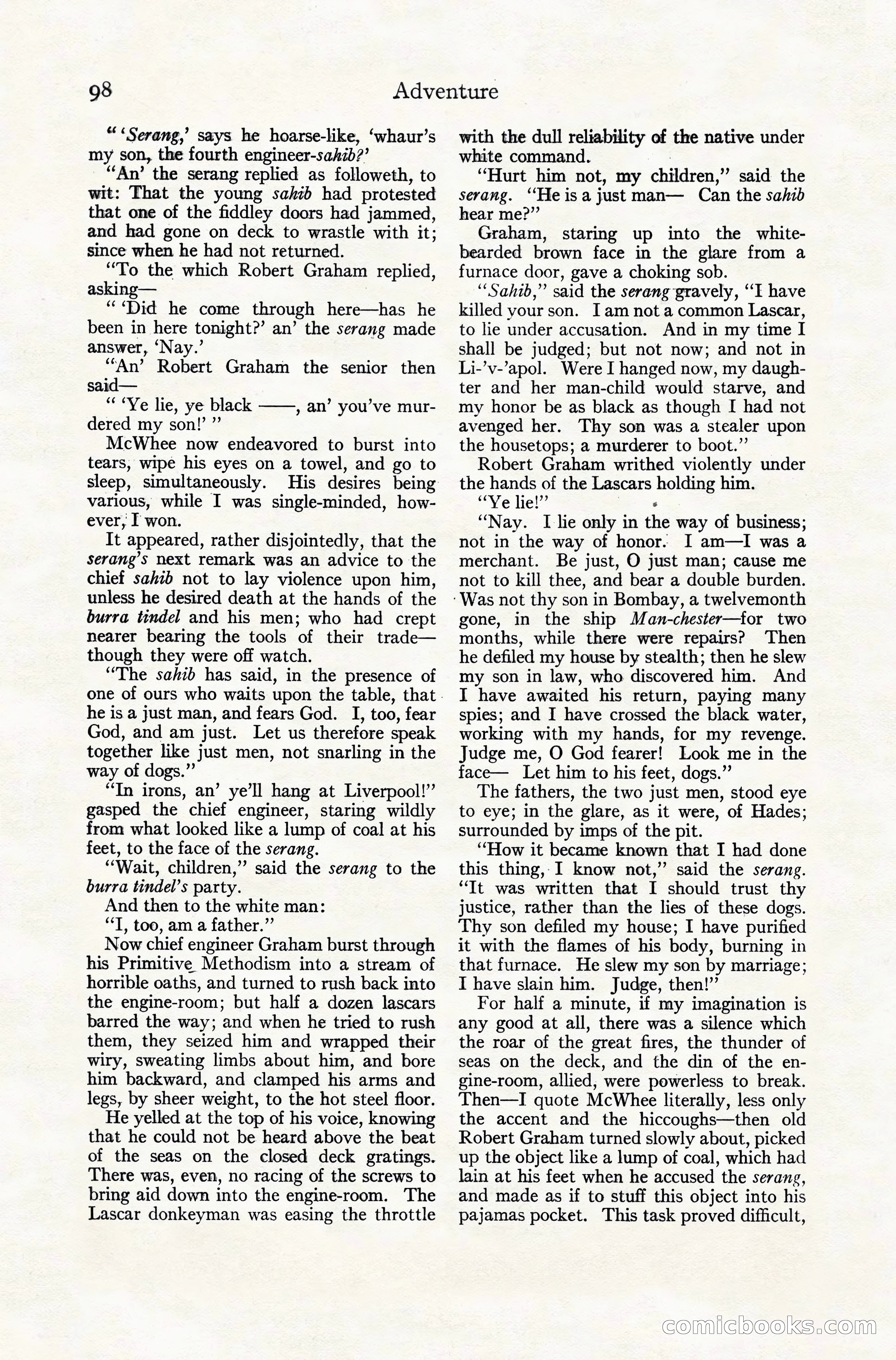 Adventure Magazine Cover, November 10, 1924 — page 100 of 194