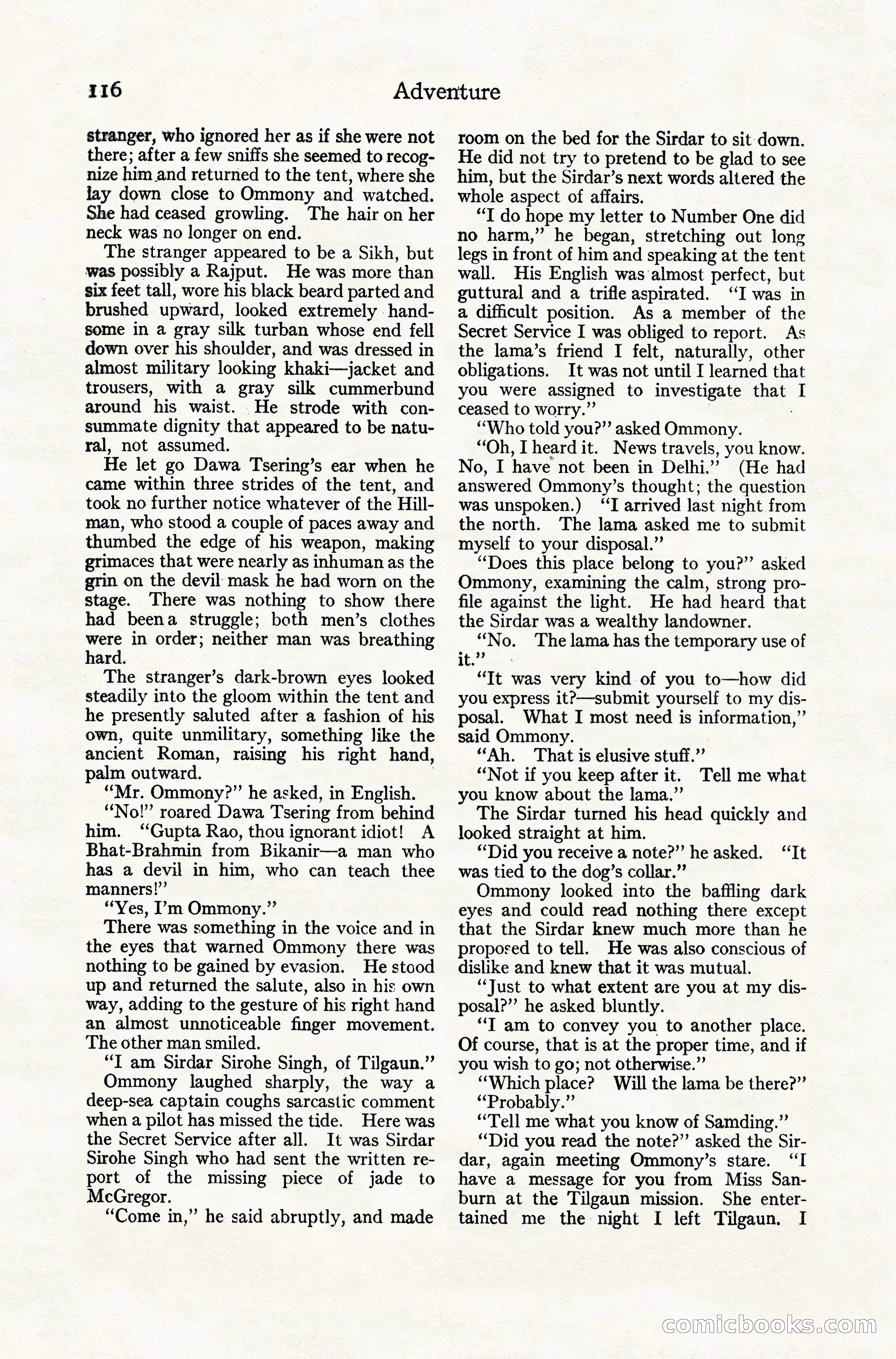 Adventure Magazine Cover, November 10, 1924 — page 118 of 194