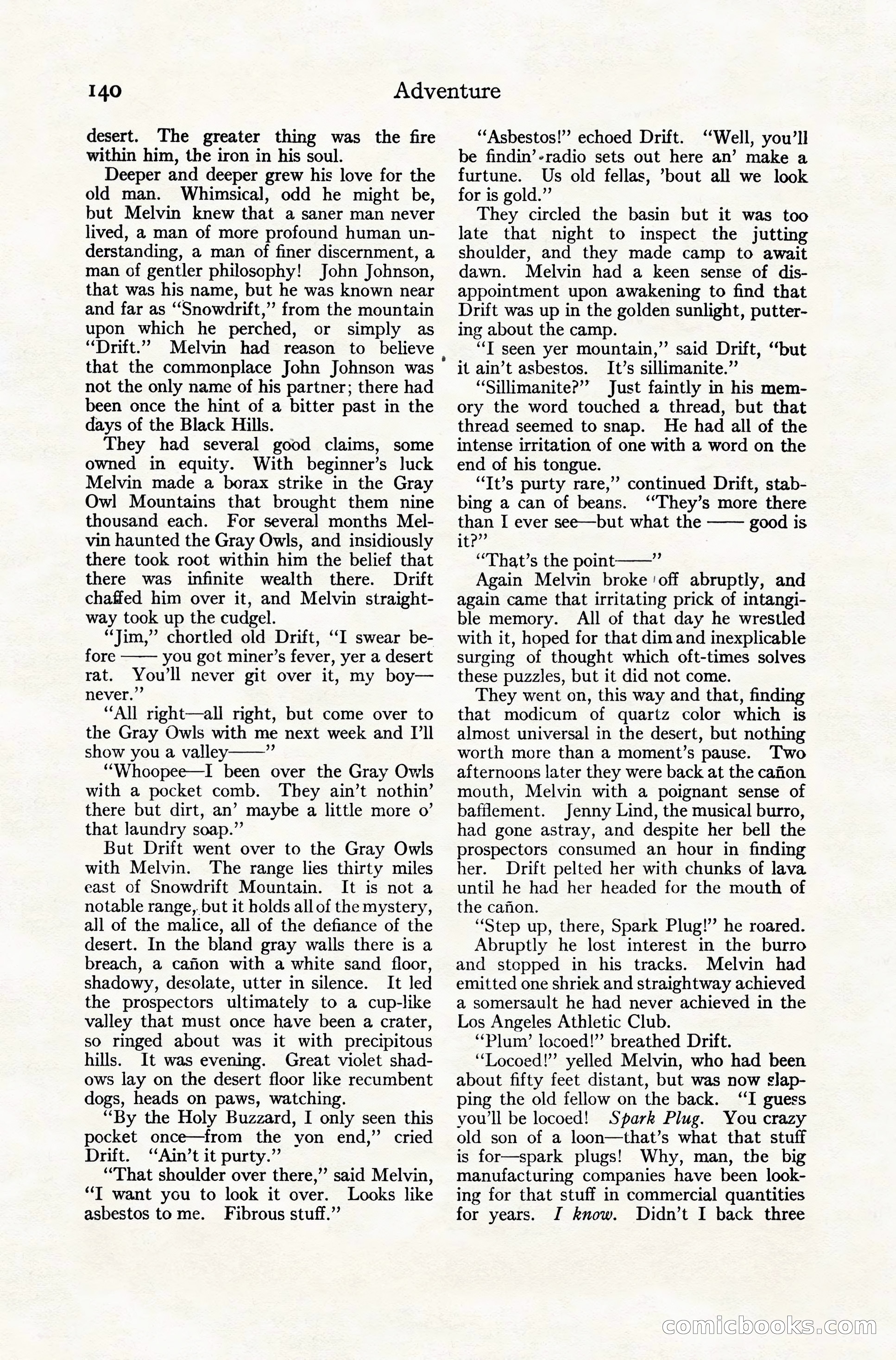 Adventure Magazine Cover, November 10, 1924 — page 142 of 194