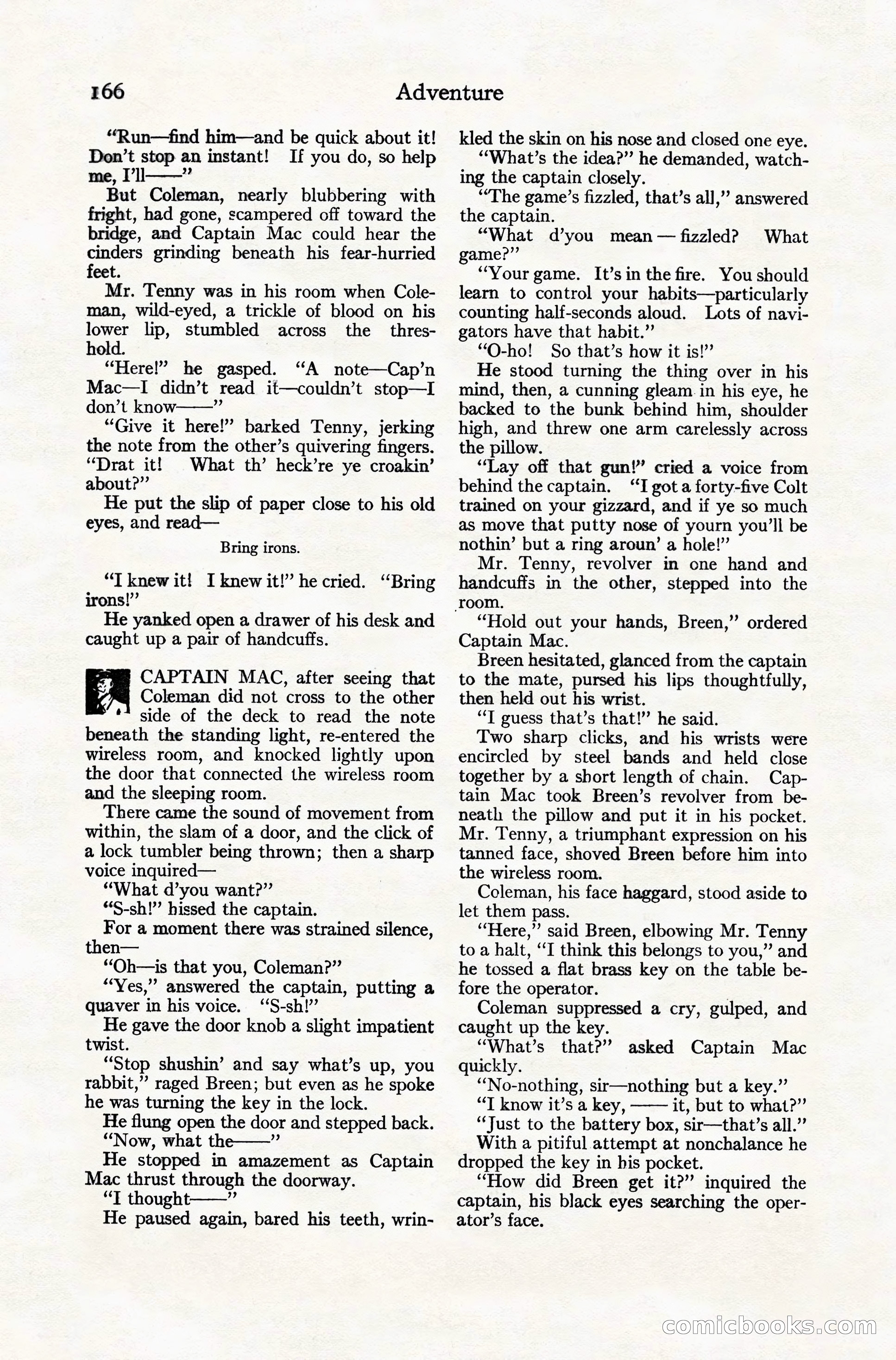Adventure Magazine Cover, November 10, 1924 — page 168 of 194