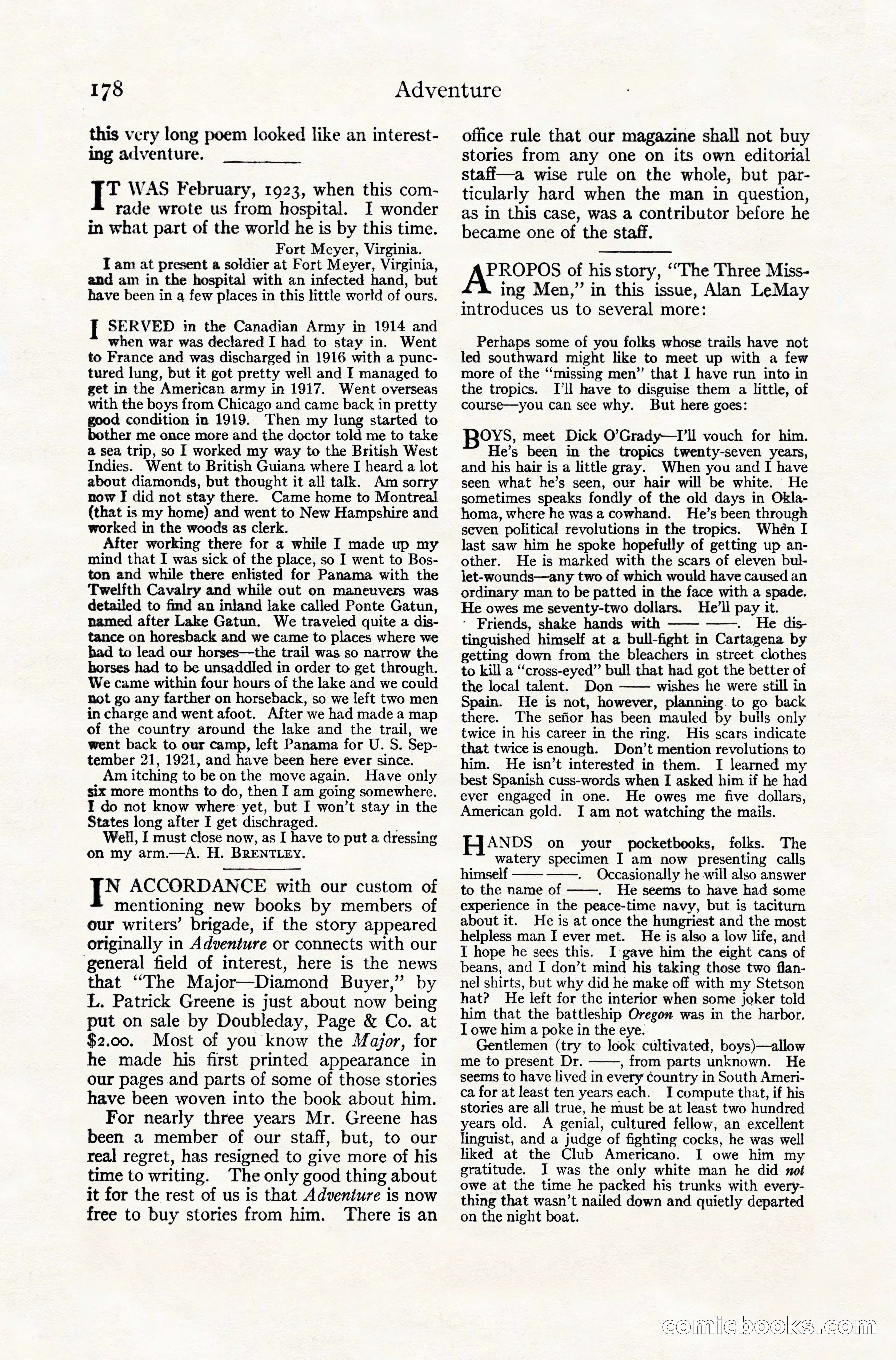 Adventure Magazine Cover, November 10, 1924 — page 180 of 194