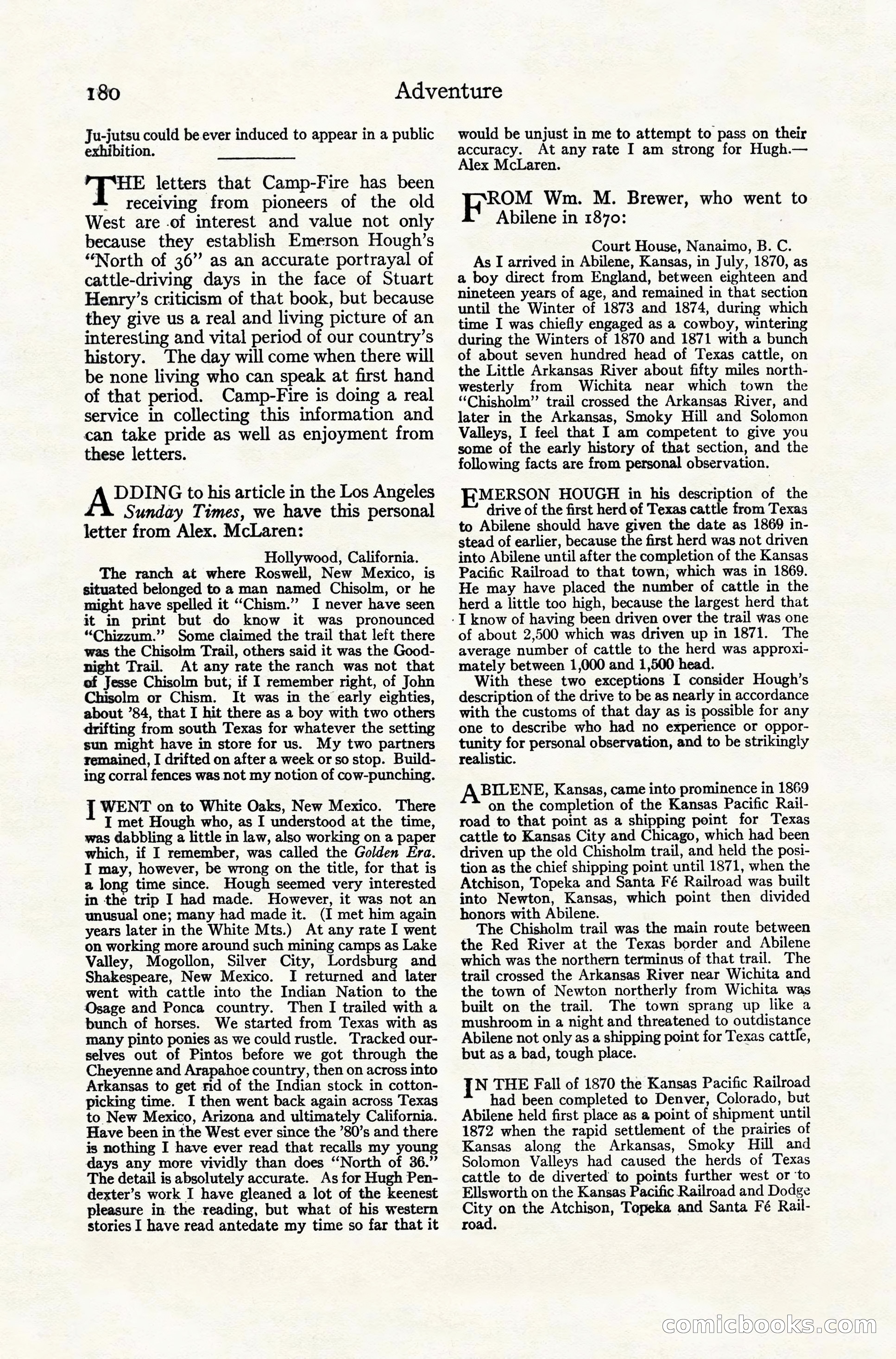 Adventure Magazine Cover, November 10, 1924 — page 182 of 194