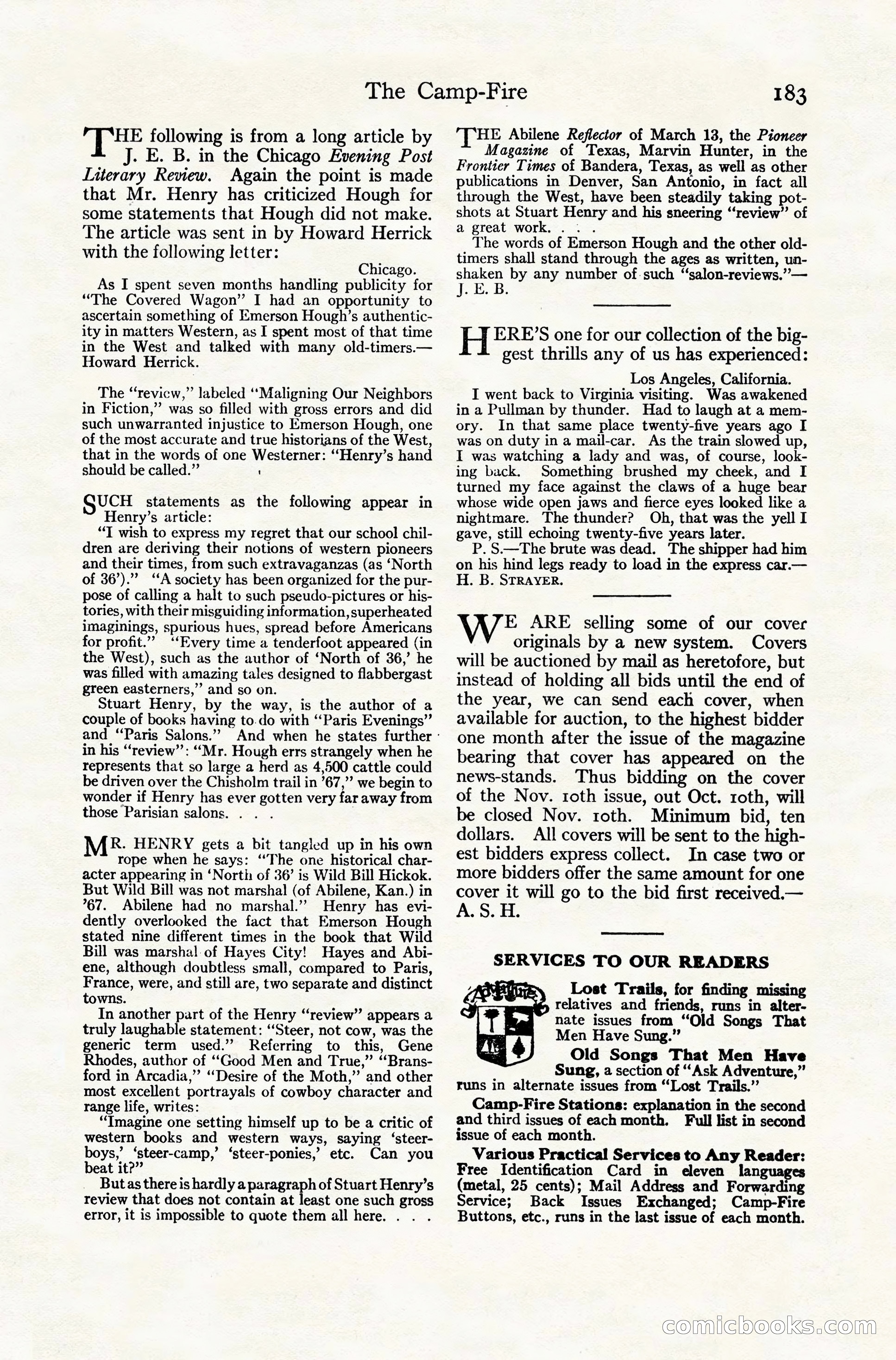 Adventure Magazine Cover, November 10, 1924 — page 185 of 194