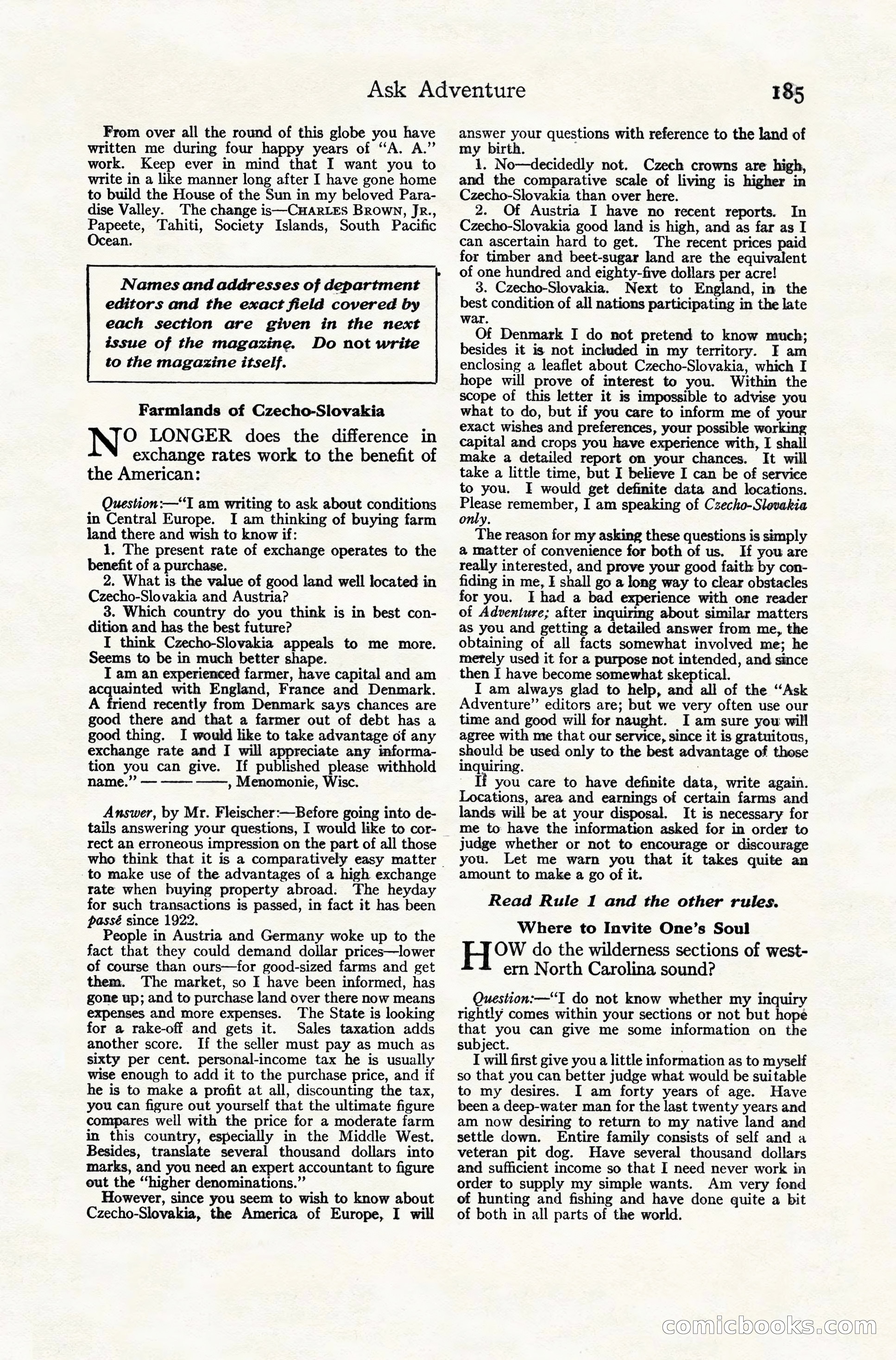Adventure Magazine Cover, November 10, 1924 — page 187 of 194
