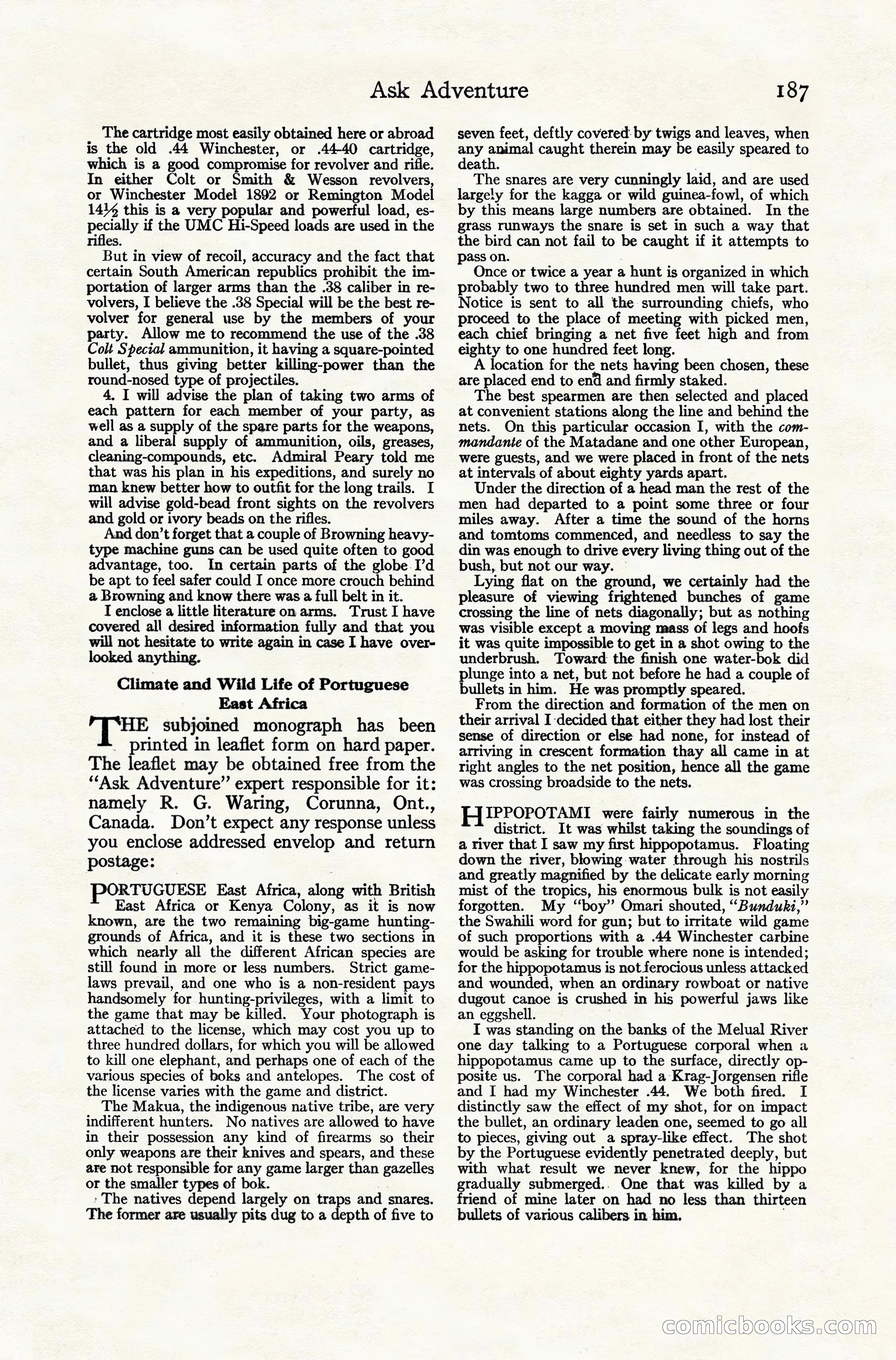Adventure Magazine Cover, November 10, 1924 — page 189 of 194