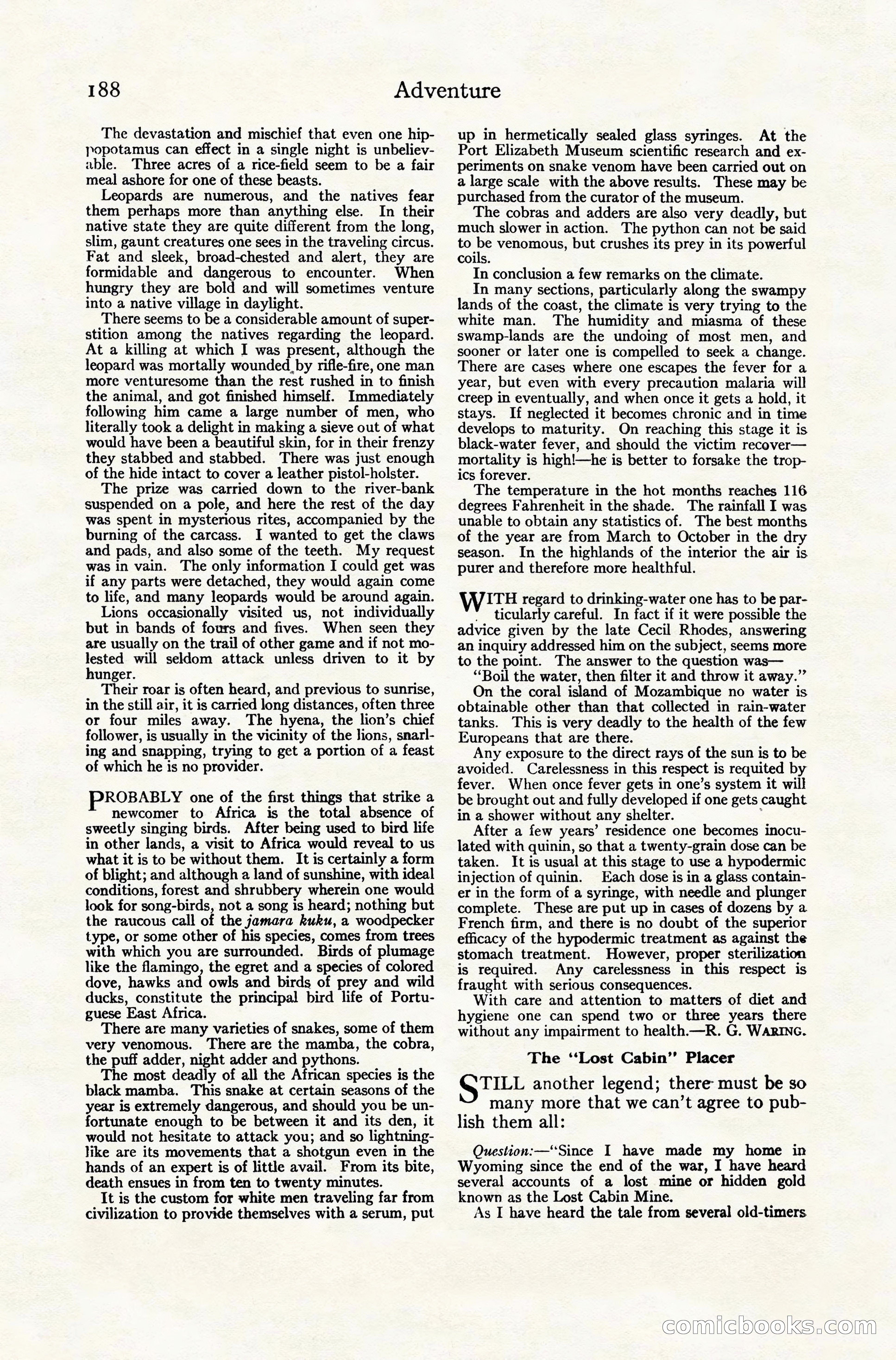 Adventure Magazine Cover, November 10, 1924 — page 190 of 194
