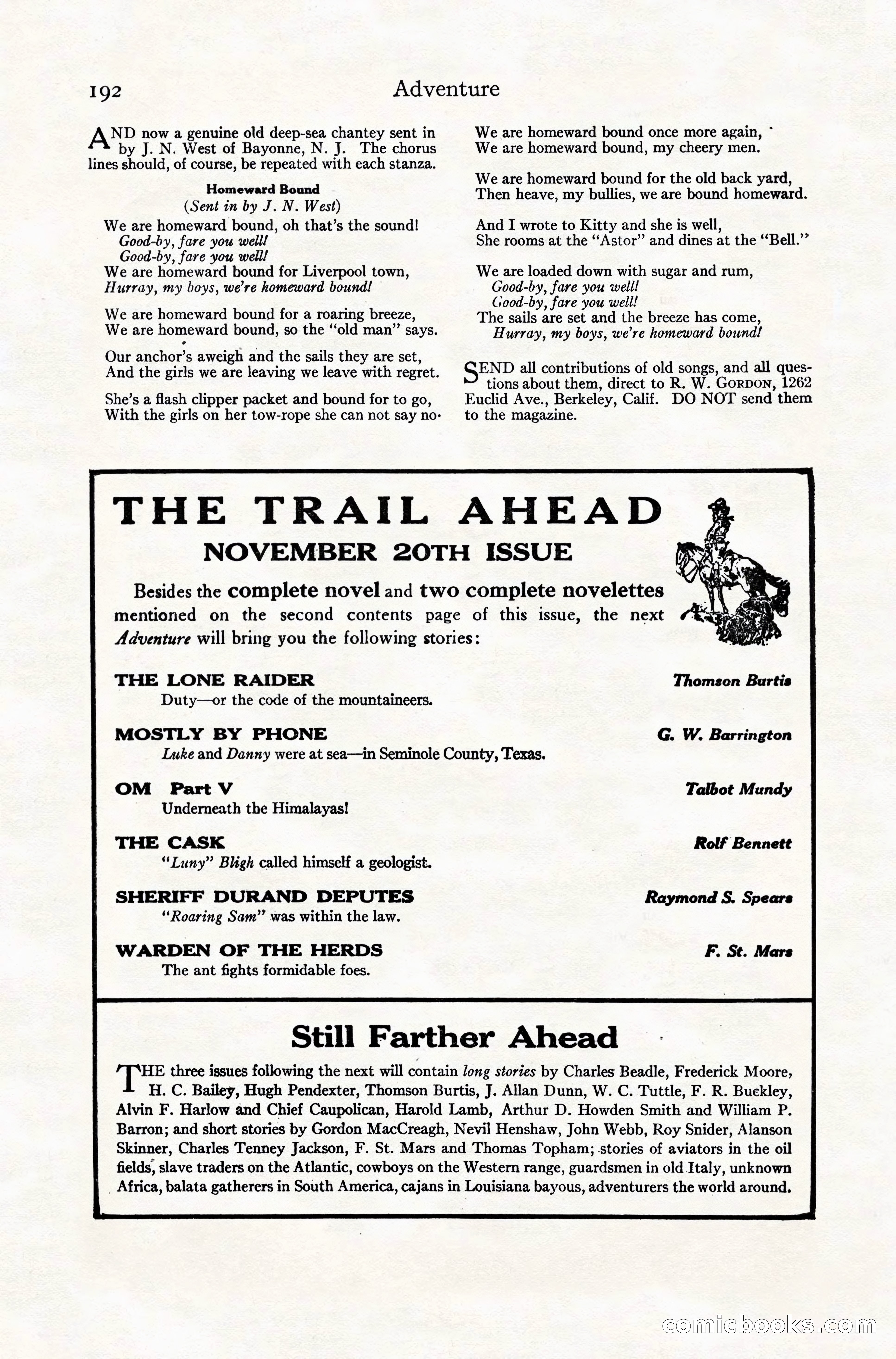 Adventure Magazine Cover, November 10, 1924 — page 194 of 194