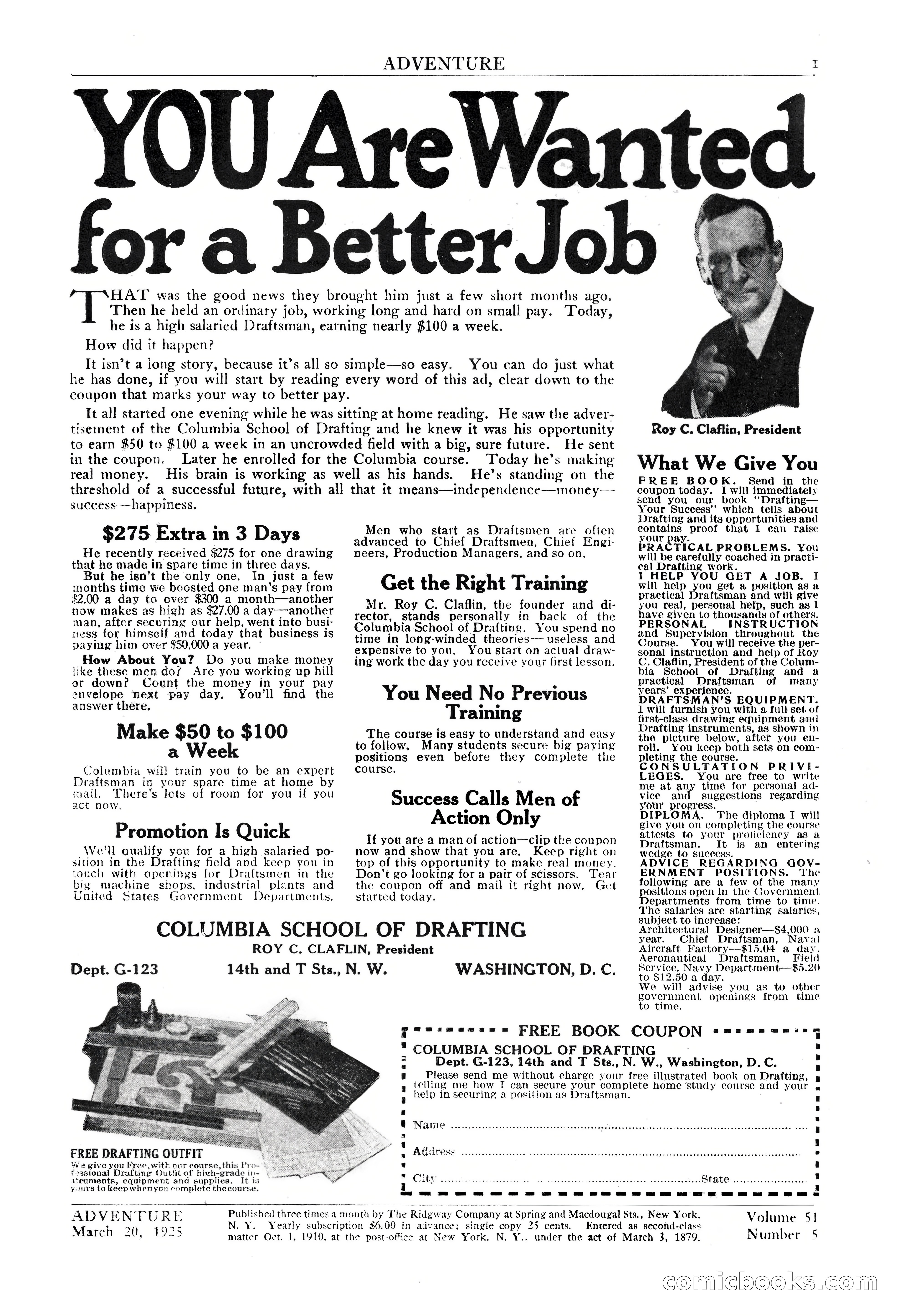 Adventure Magazine Cover, March 20, 1925 — page 3 of 212