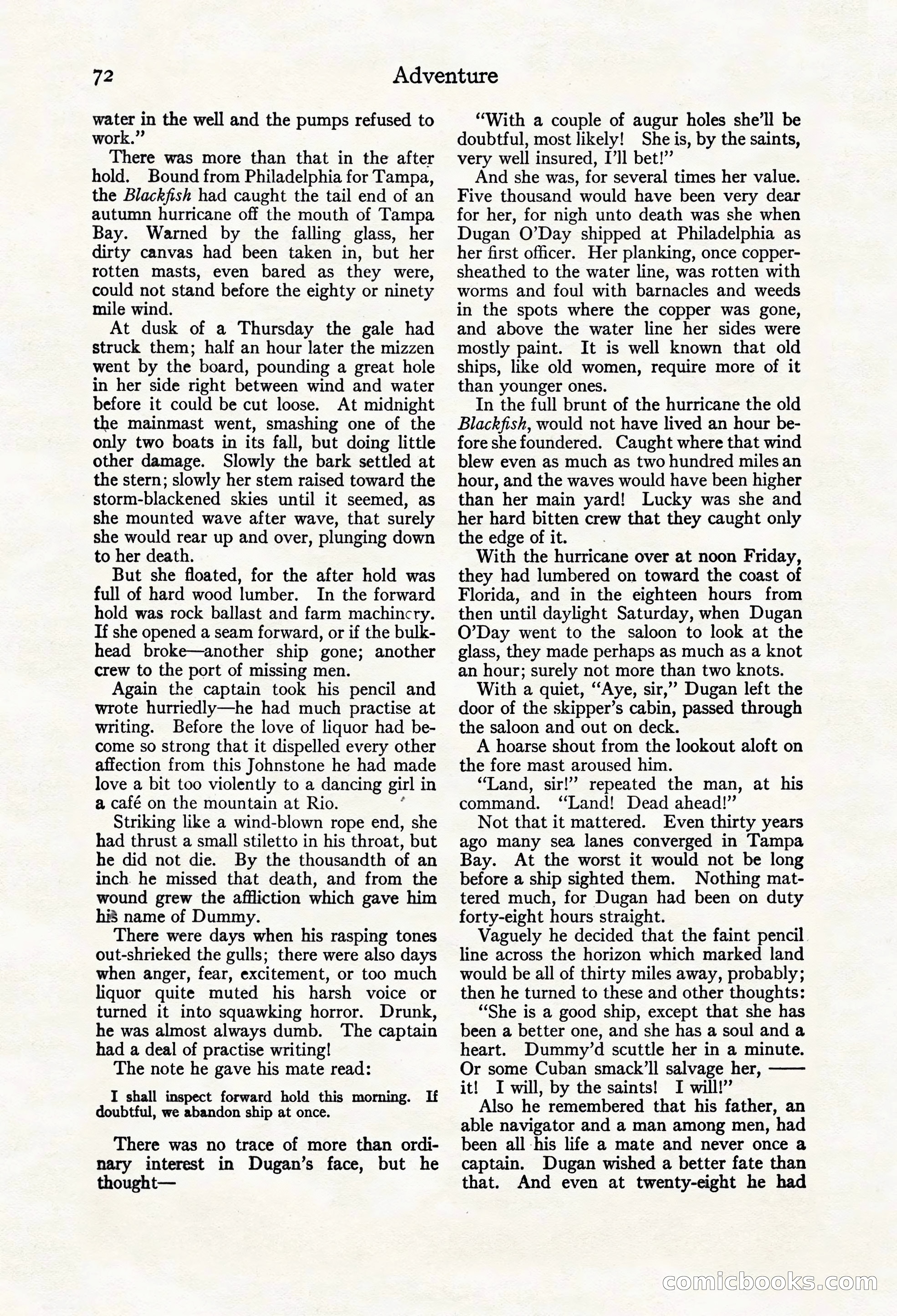 Adventure Magazine Cover, March 20, 1925 — page 90 of 212