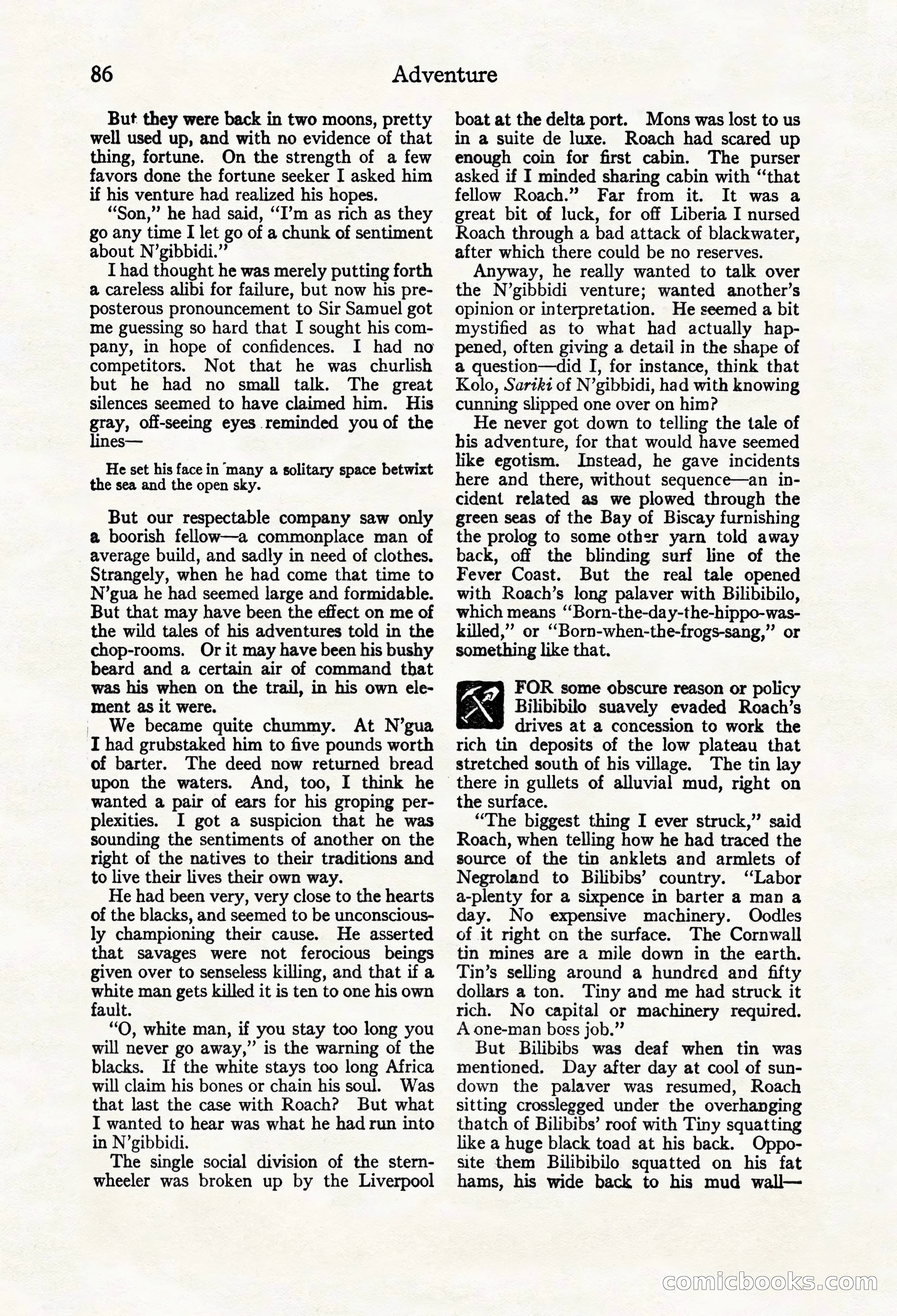 Adventure Magazine Cover, March 20, 1925 — page 104 of 212