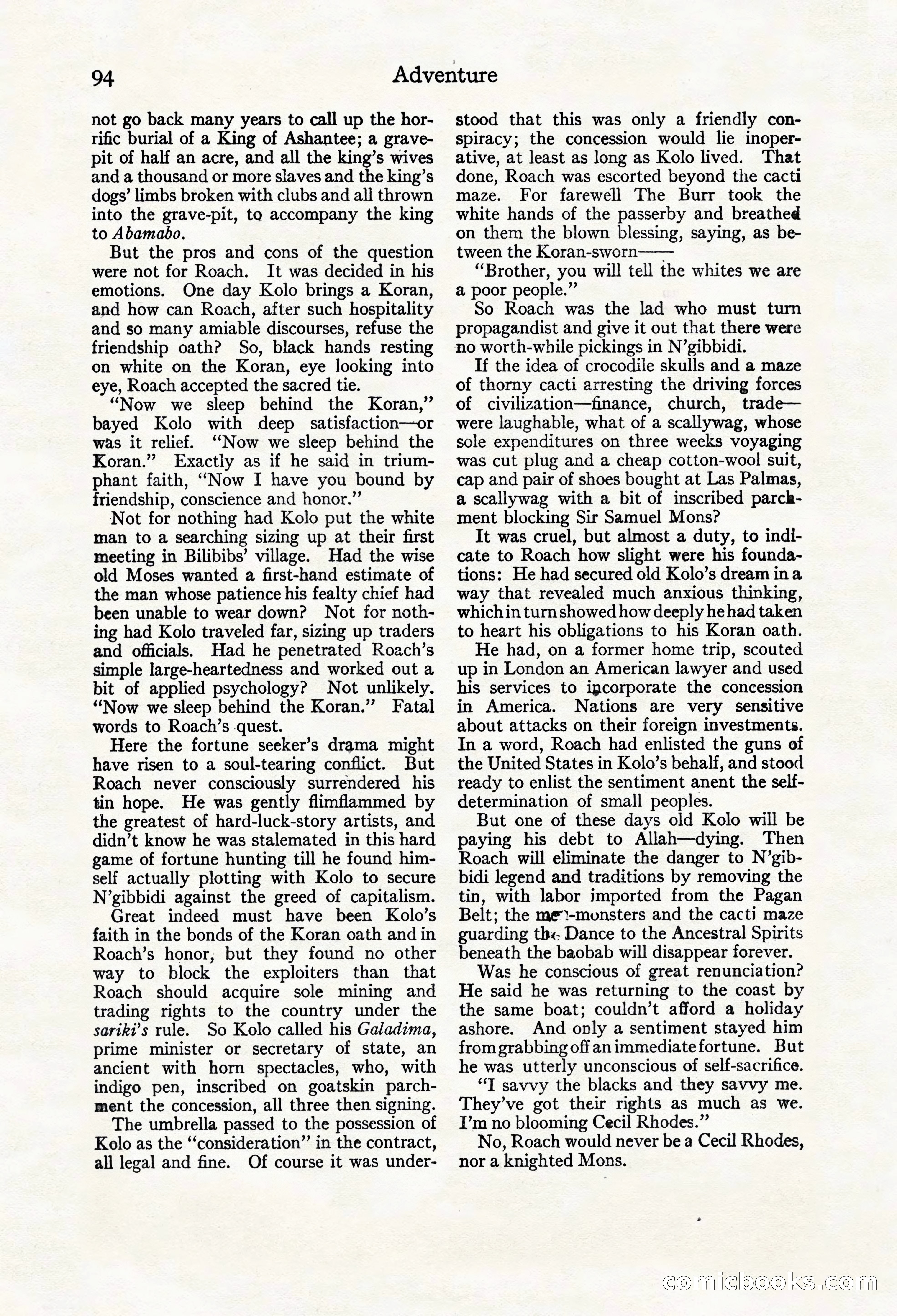 Adventure Magazine Cover, March 20, 1925 — page 112 of 212