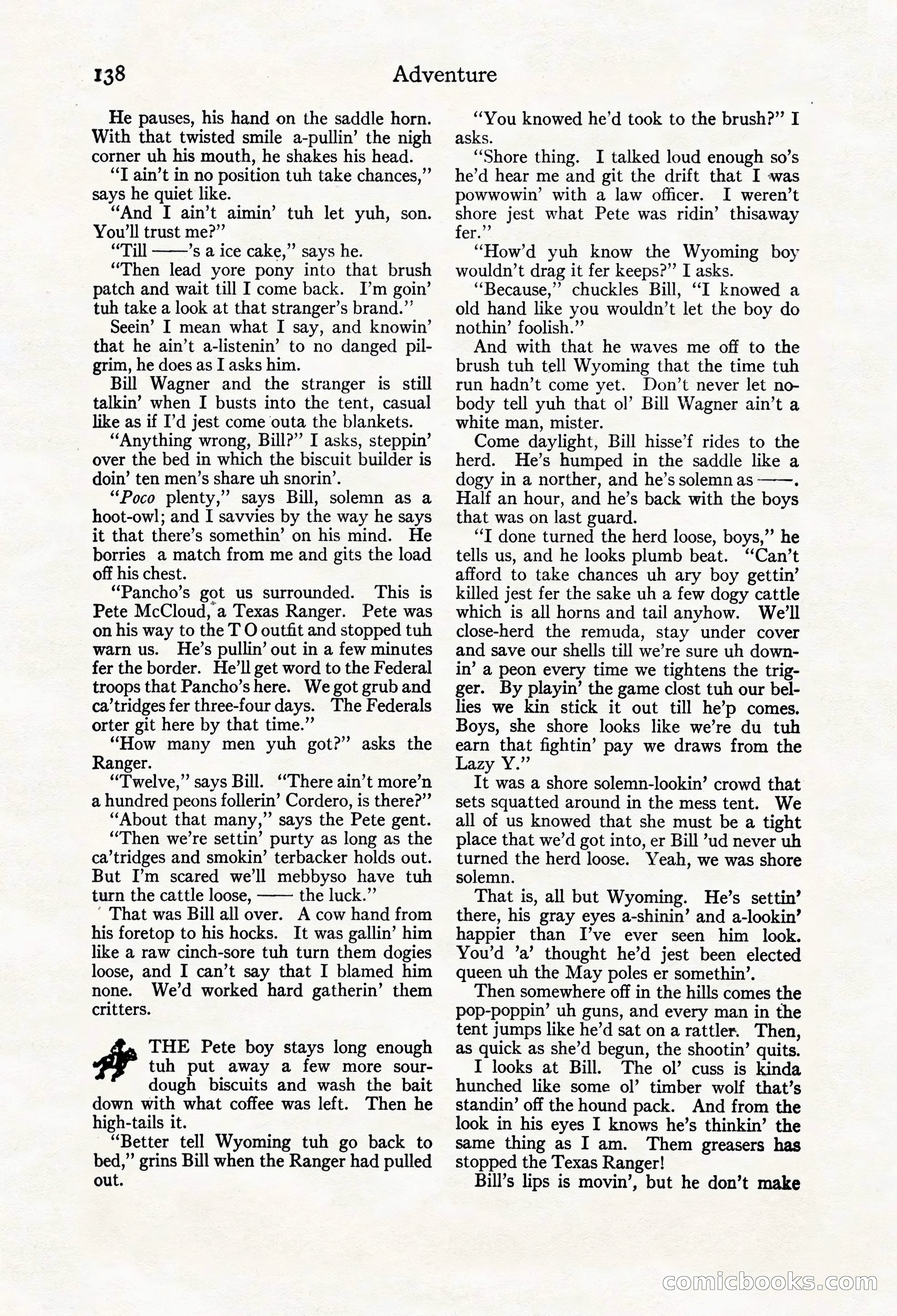 Adventure Magazine Cover, March 20, 1925 — page 156 of 212