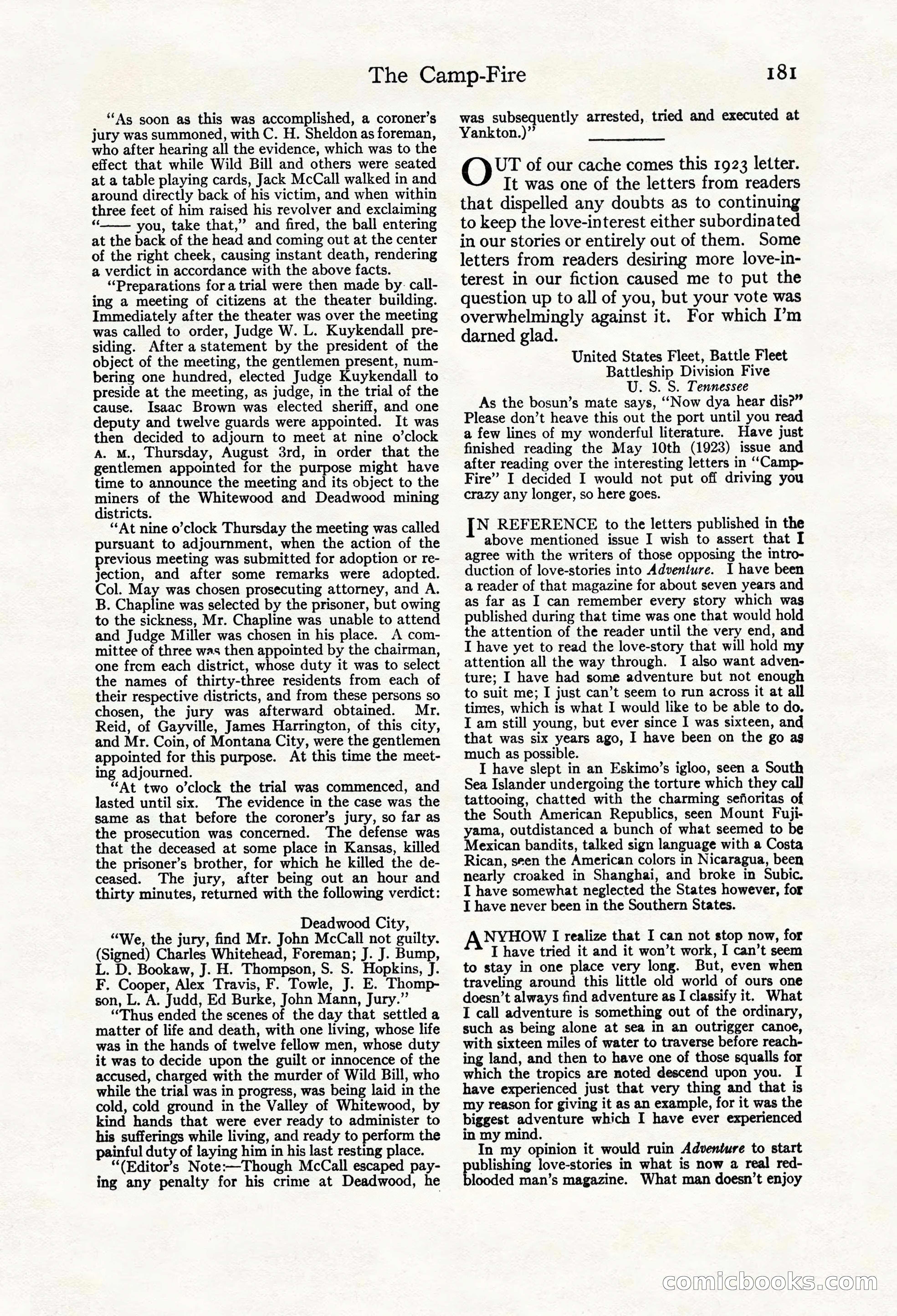 Adventure Magazine Cover, March 20, 1925 — page 199 of 212