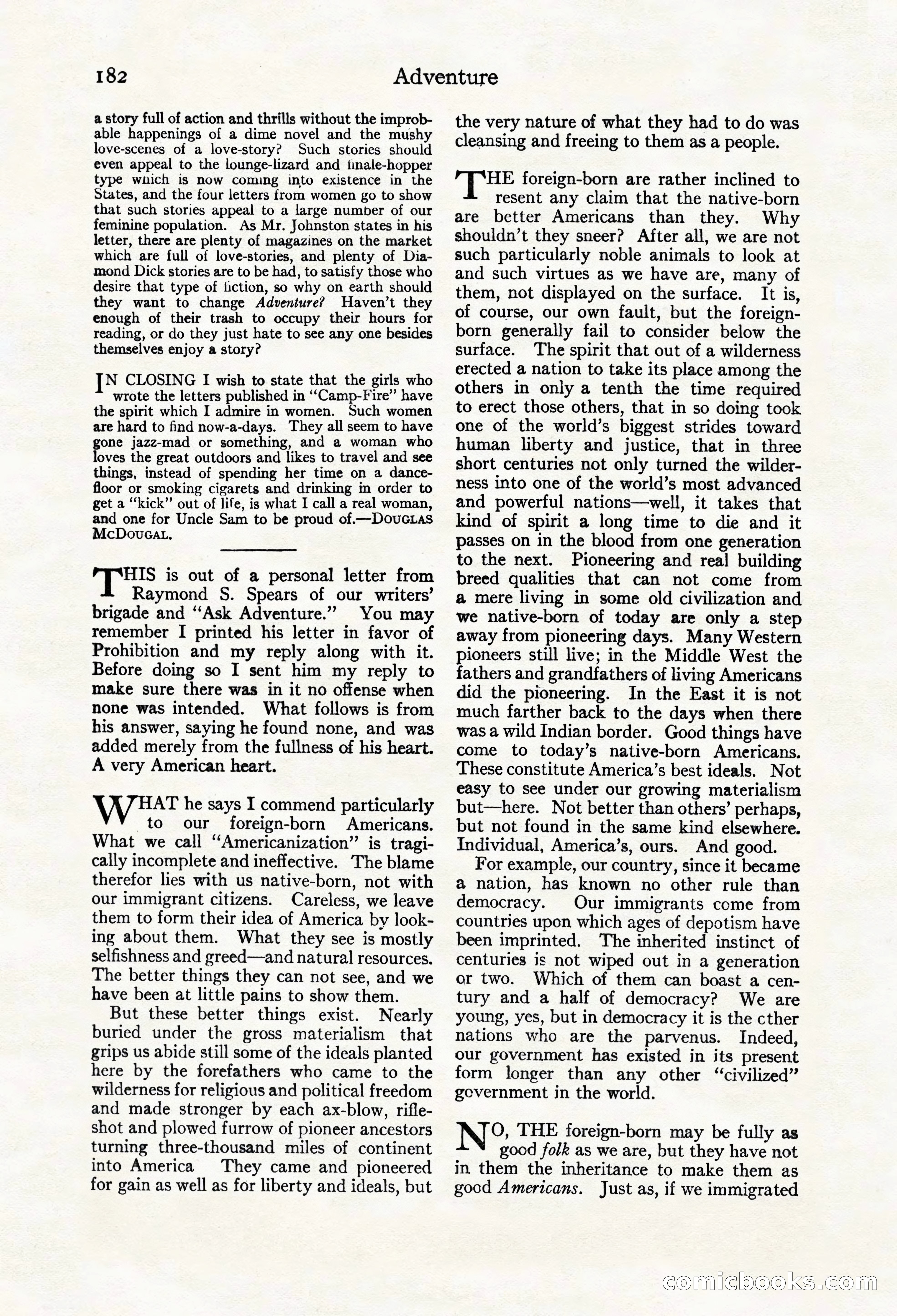 Adventure Magazine Cover, March 20, 1925 — page 200 of 212