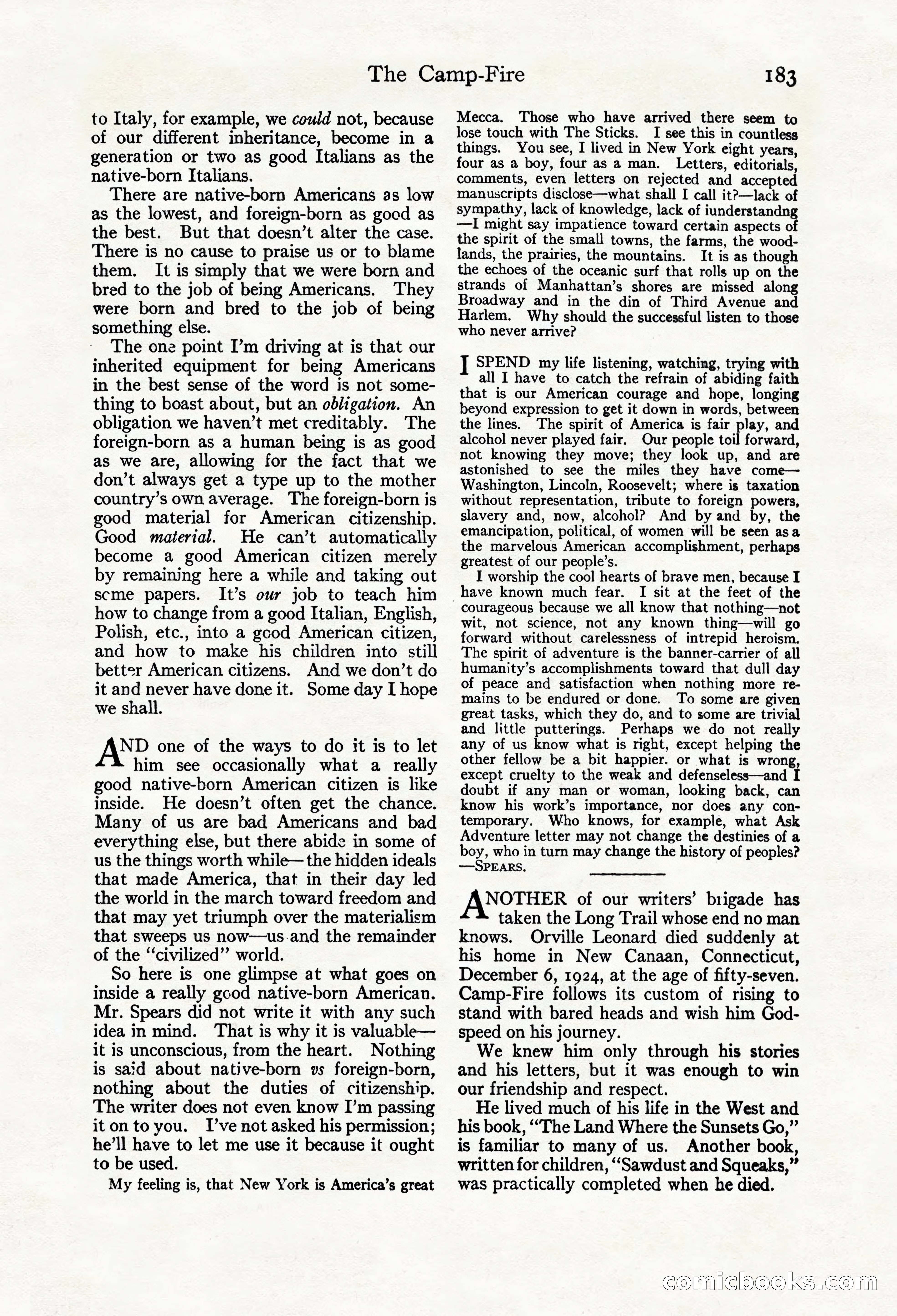 Adventure Magazine Cover, March 20, 1925 — page 201 of 212