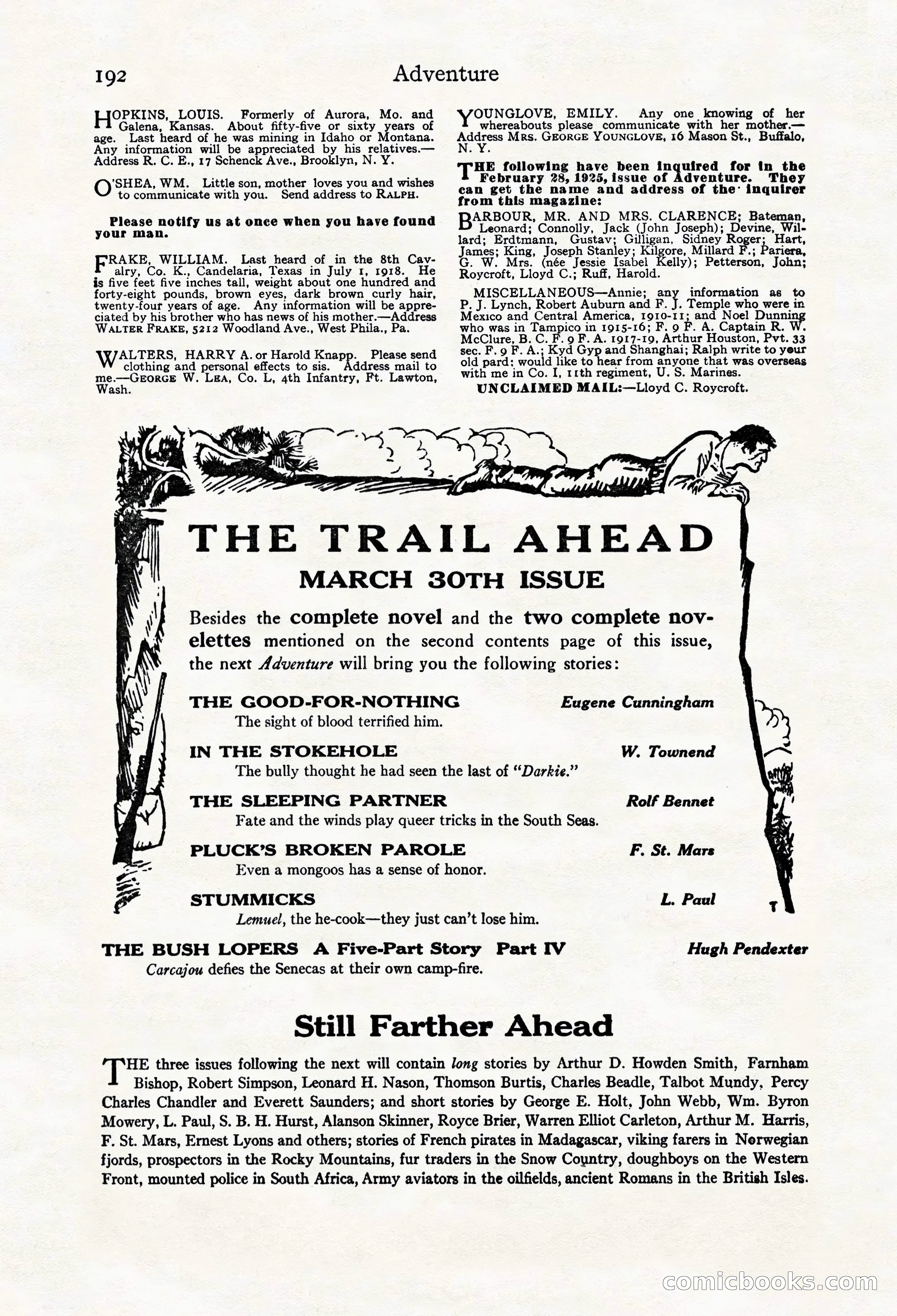 Adventure Magazine Cover, March 20, 1925 — page 210 of 212