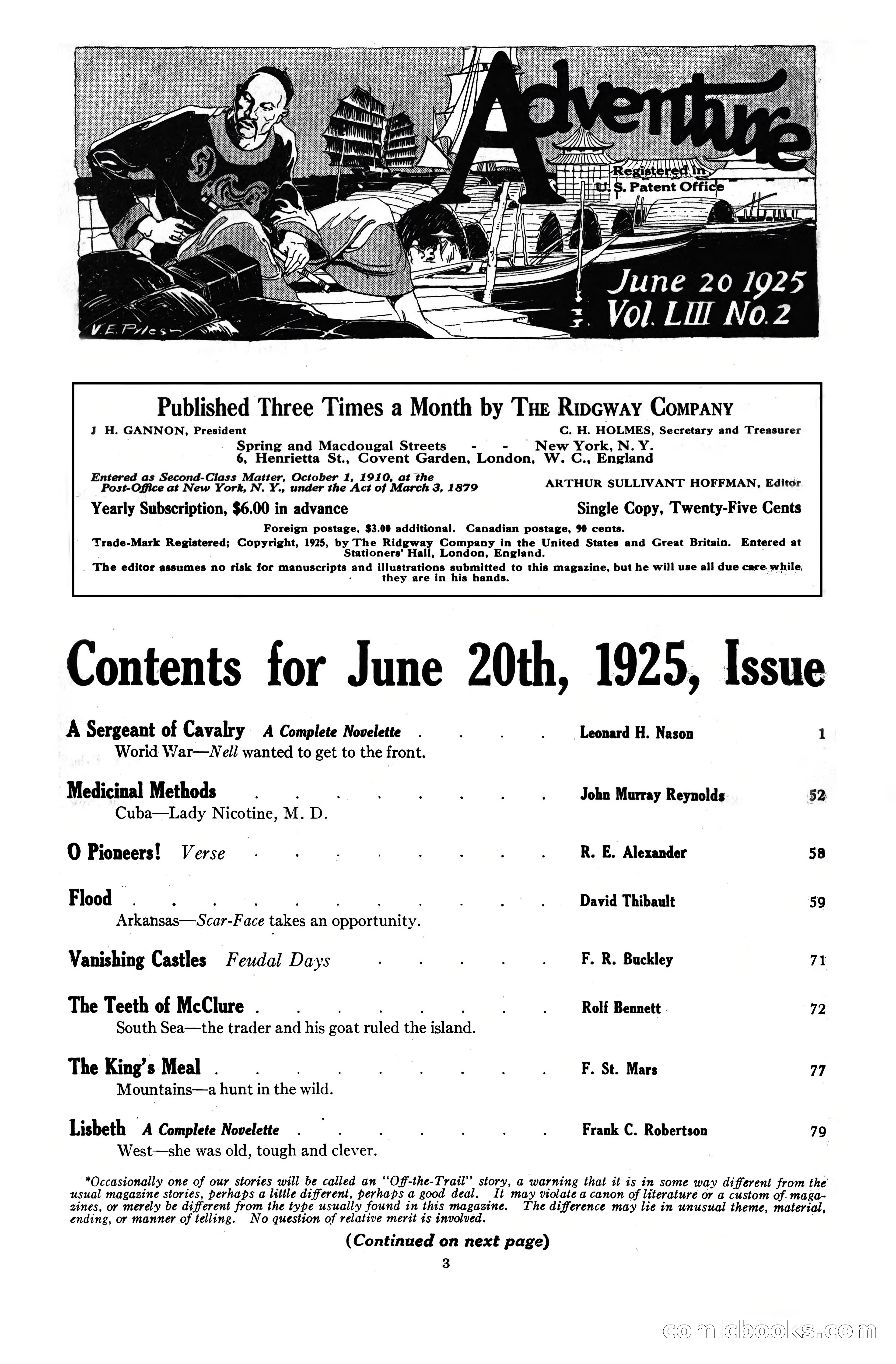 Adventure Magazine Cover, June 20, 1925 — page 5 of 212