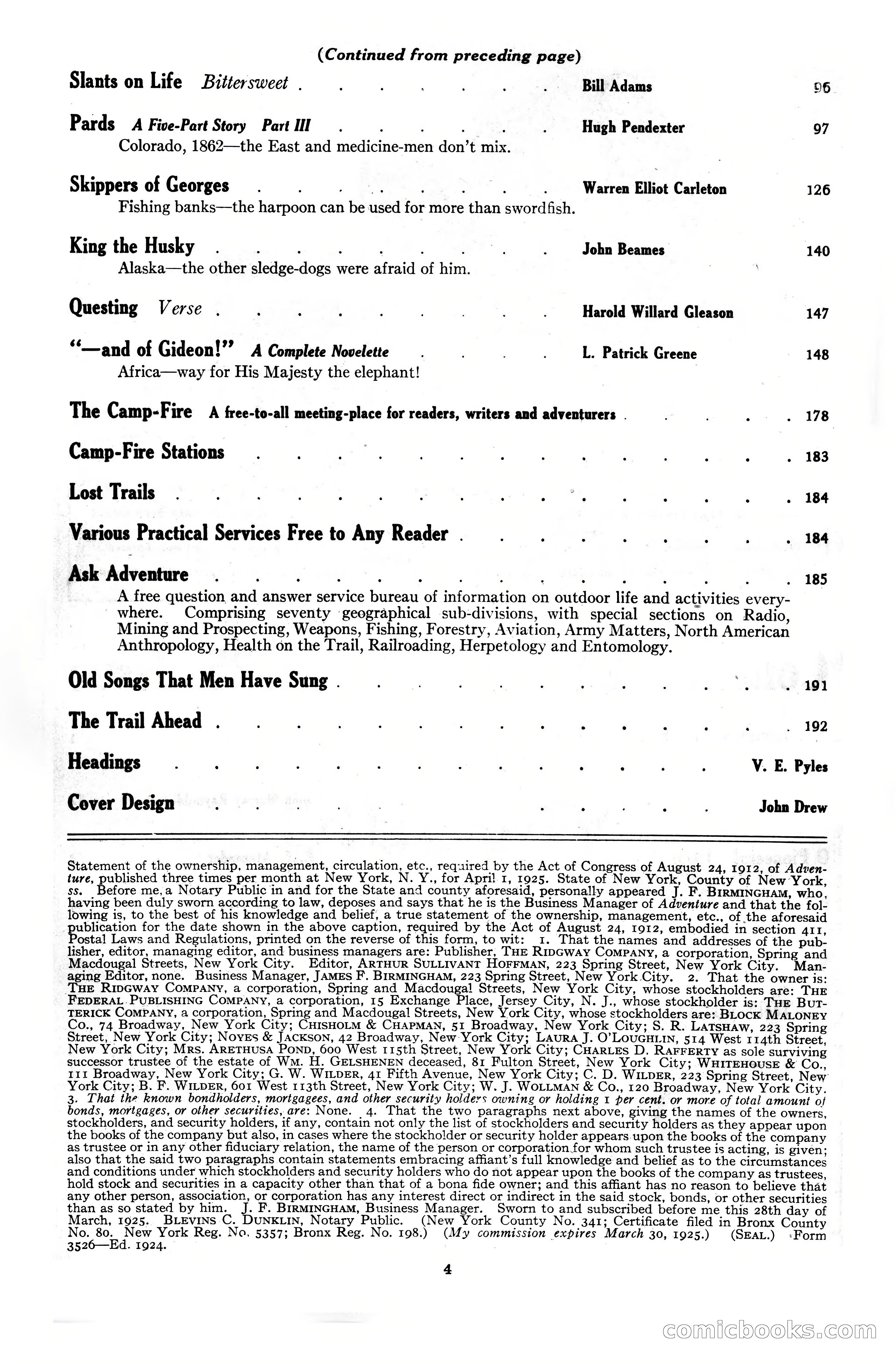 Adventure Magazine Cover, June 20, 1925 — page 6 of 212