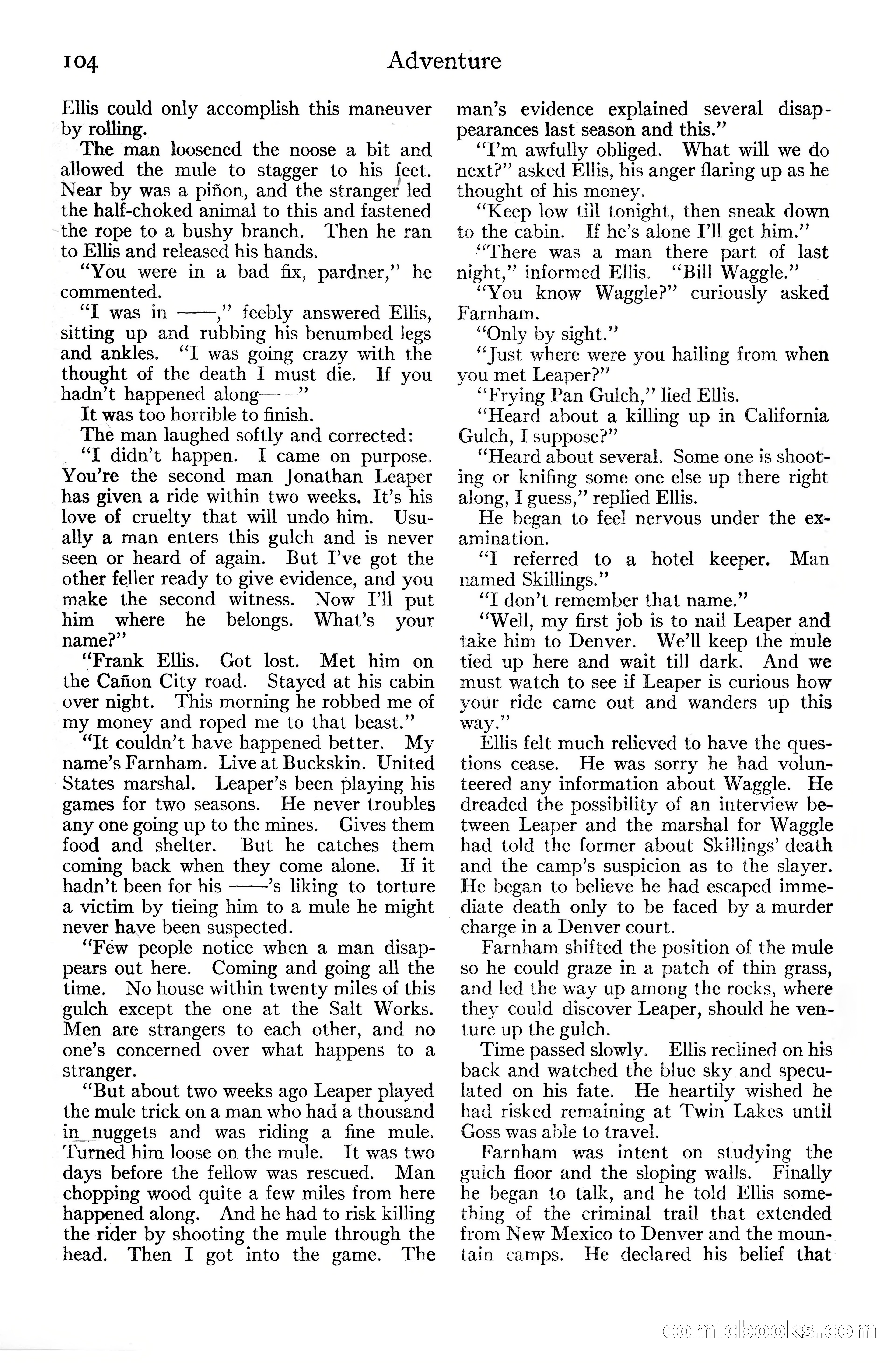 Adventure Magazine Cover, June 20, 1925 — page 122 of 212