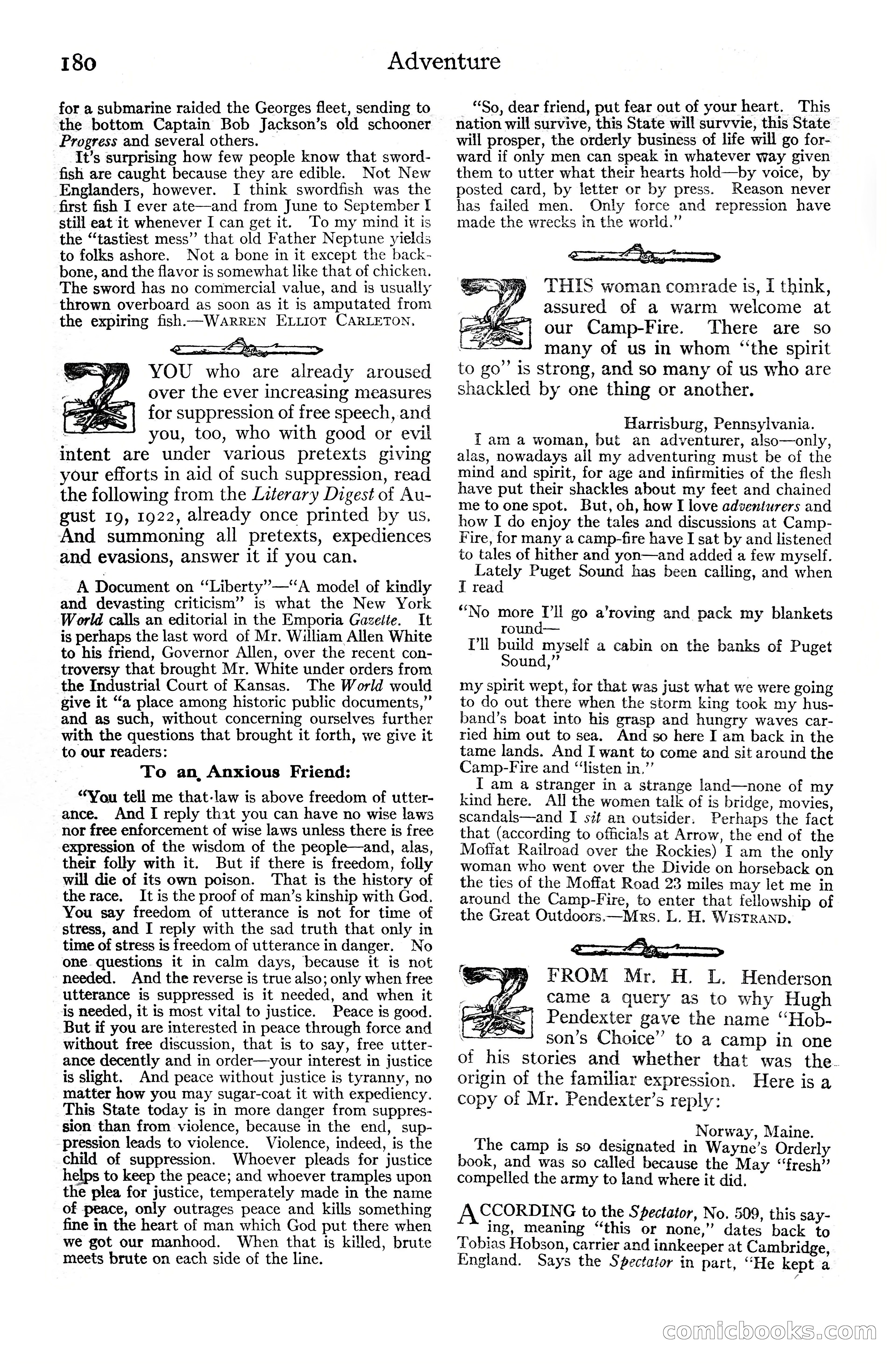 Adventure Magazine Cover, June 20, 1925 — page 198 of 212