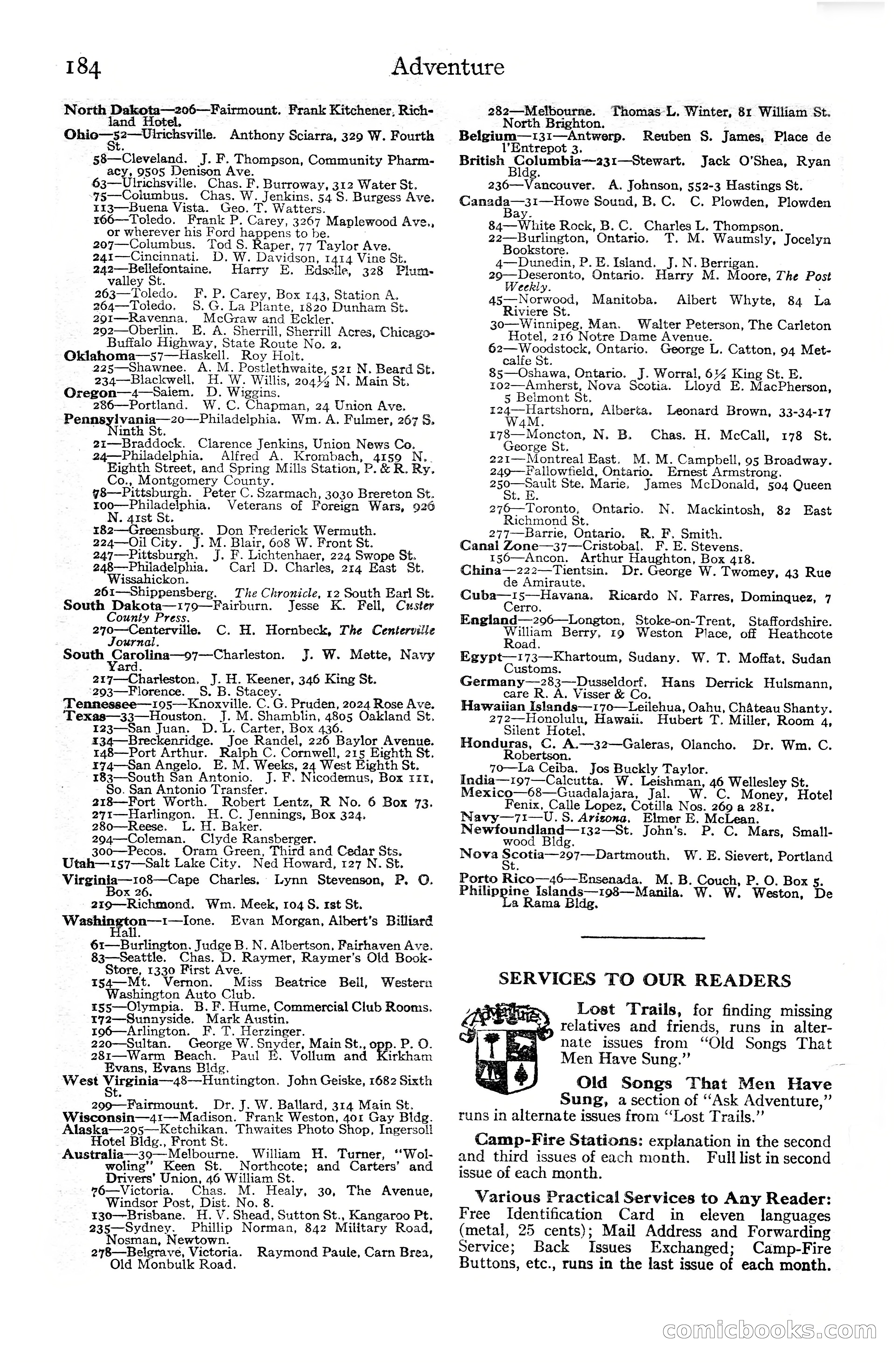 Adventure Magazine Cover, June 20, 1925 — page 202 of 212