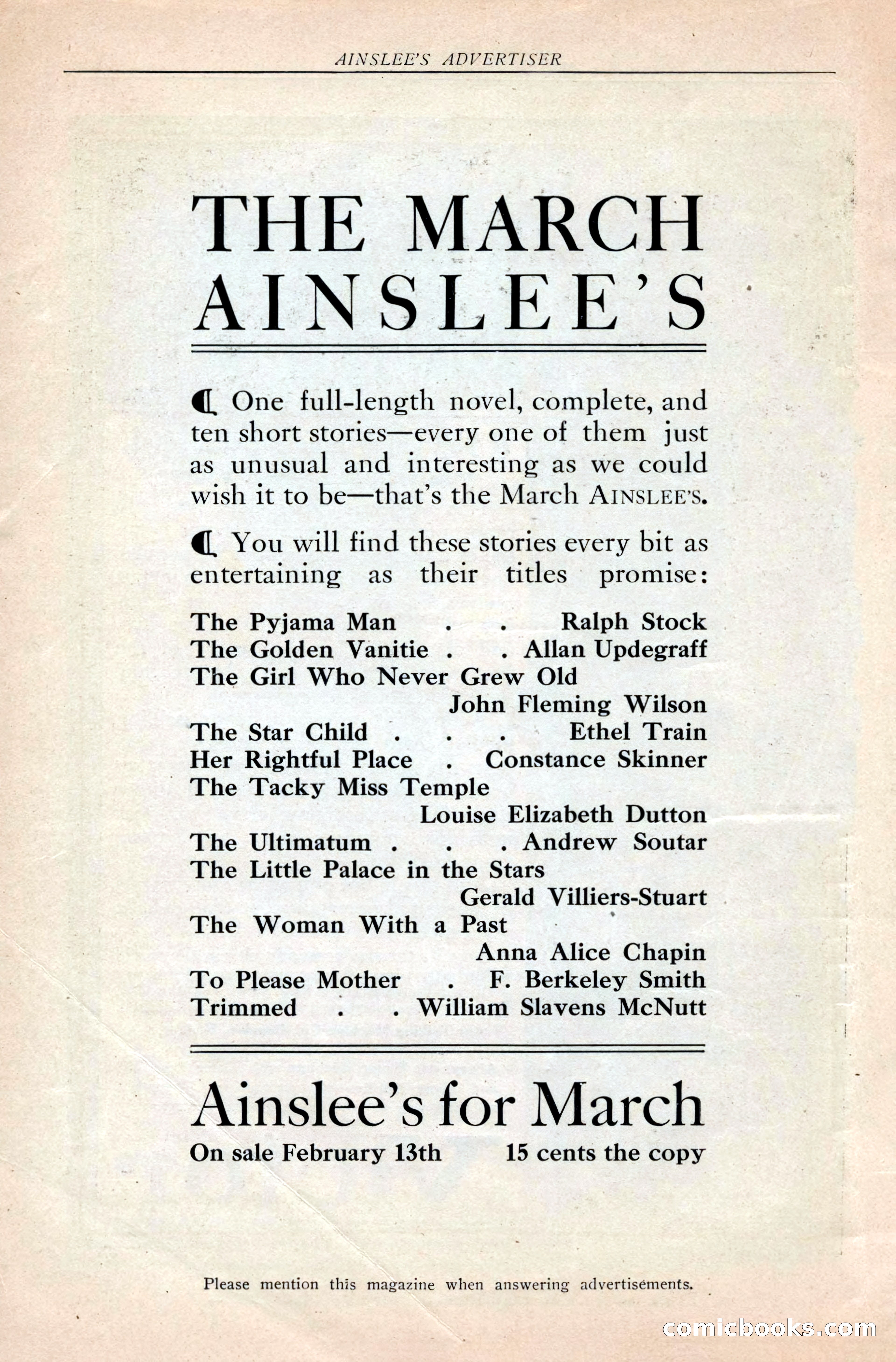 Ainslee's Magazine, February 1913 — page 4 of 192