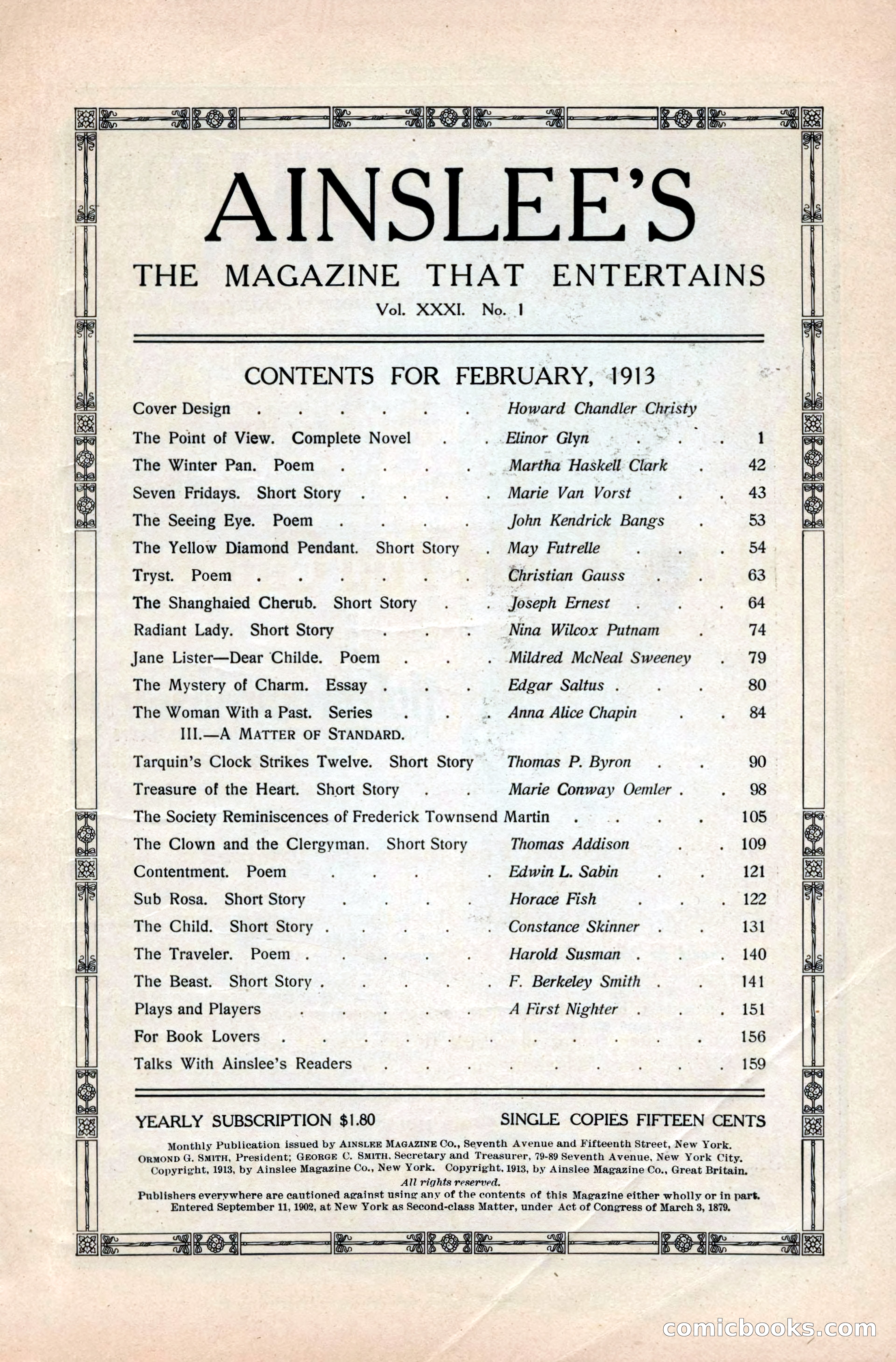 Ainslee's Magazine, February 1913 — page 9 of 192