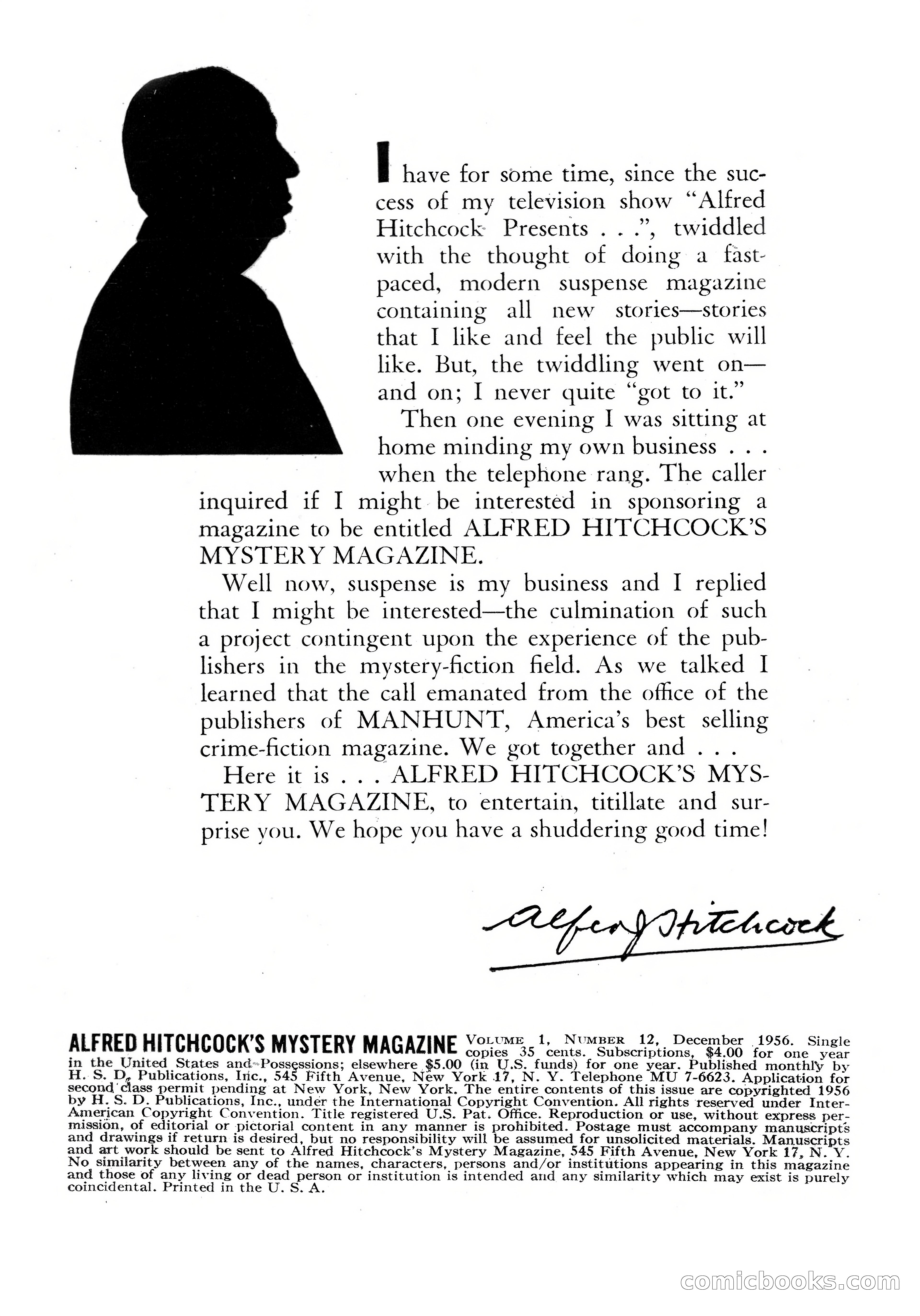 Alfred Hitchcock's Mystery Magazine, December 1956 — page 2 of 148