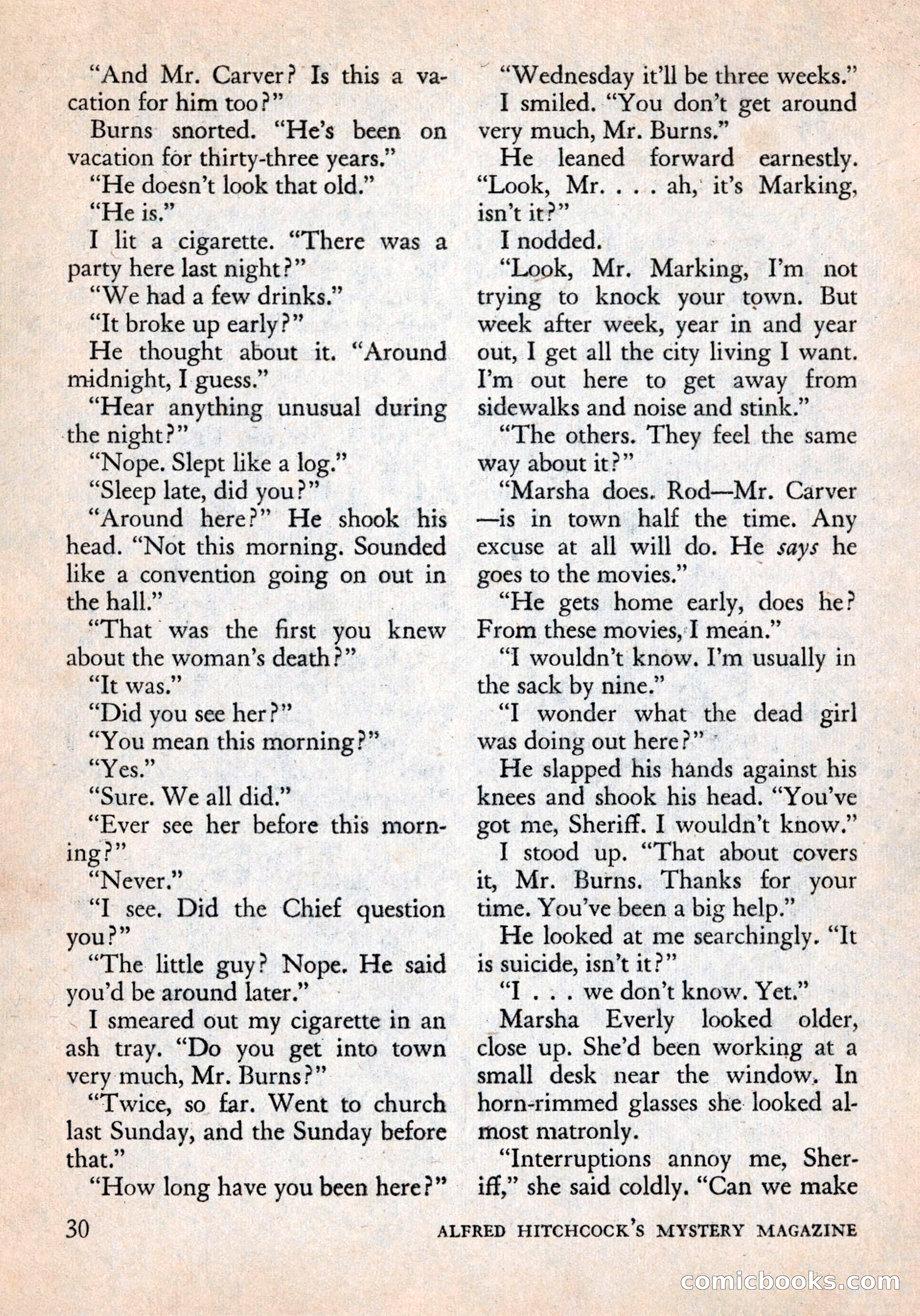 Alfred Hitchcock's Mystery Magazine, December 1956 — page 32 of 148