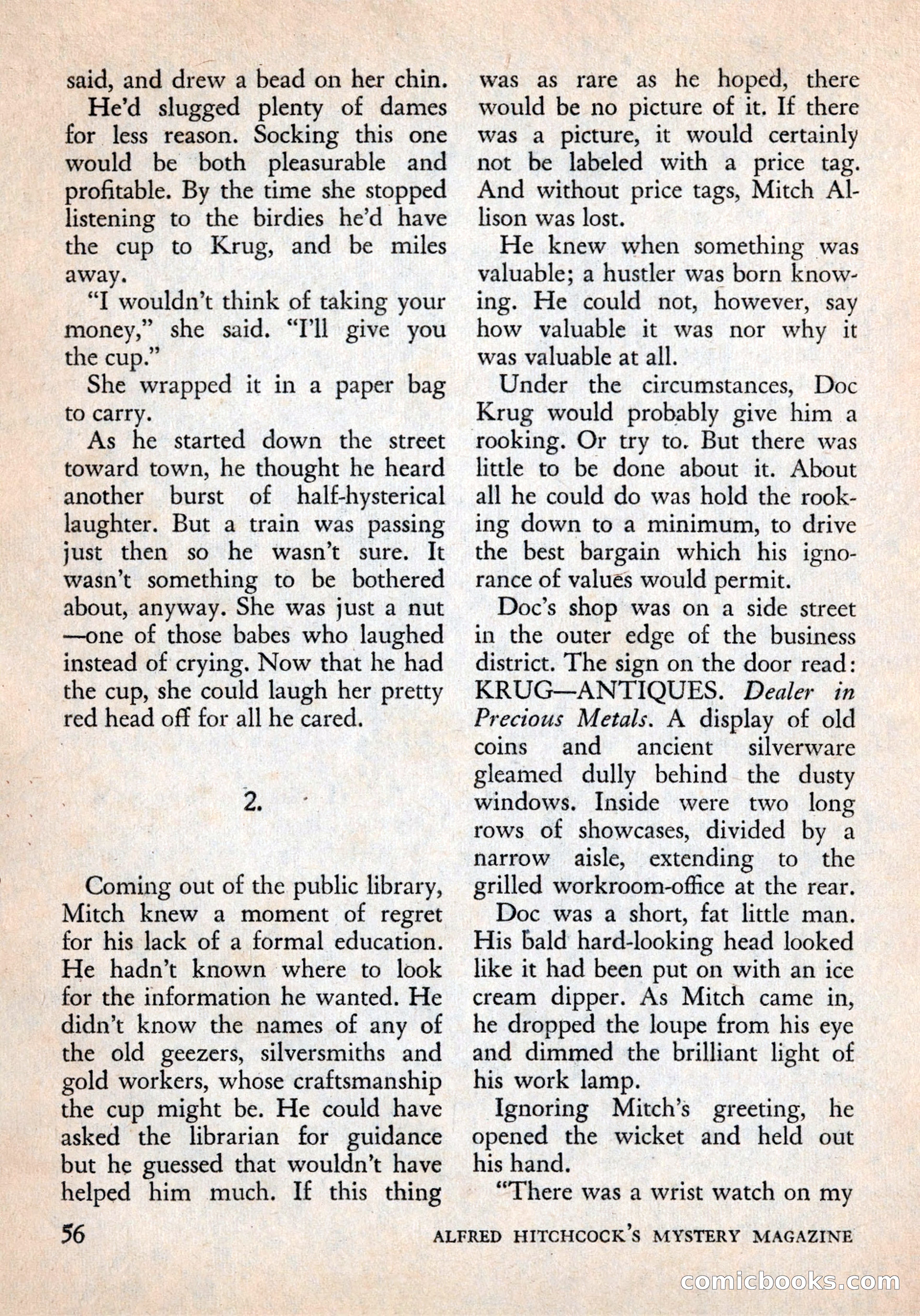 Alfred Hitchcock's Mystery Magazine, December 1956 — page 58 of 148