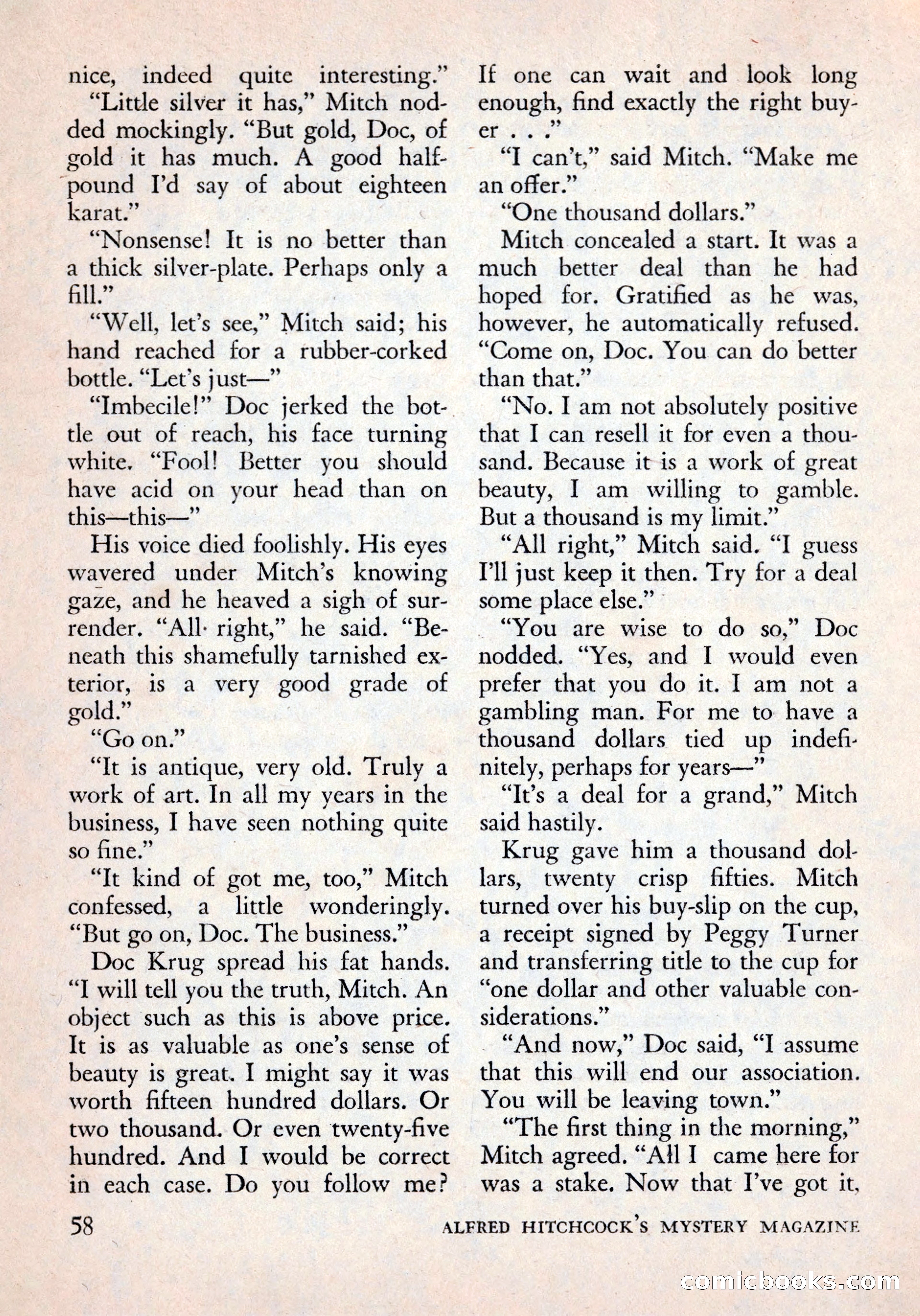 Alfred Hitchcock's Mystery Magazine, December 1956 — page 60 of 148