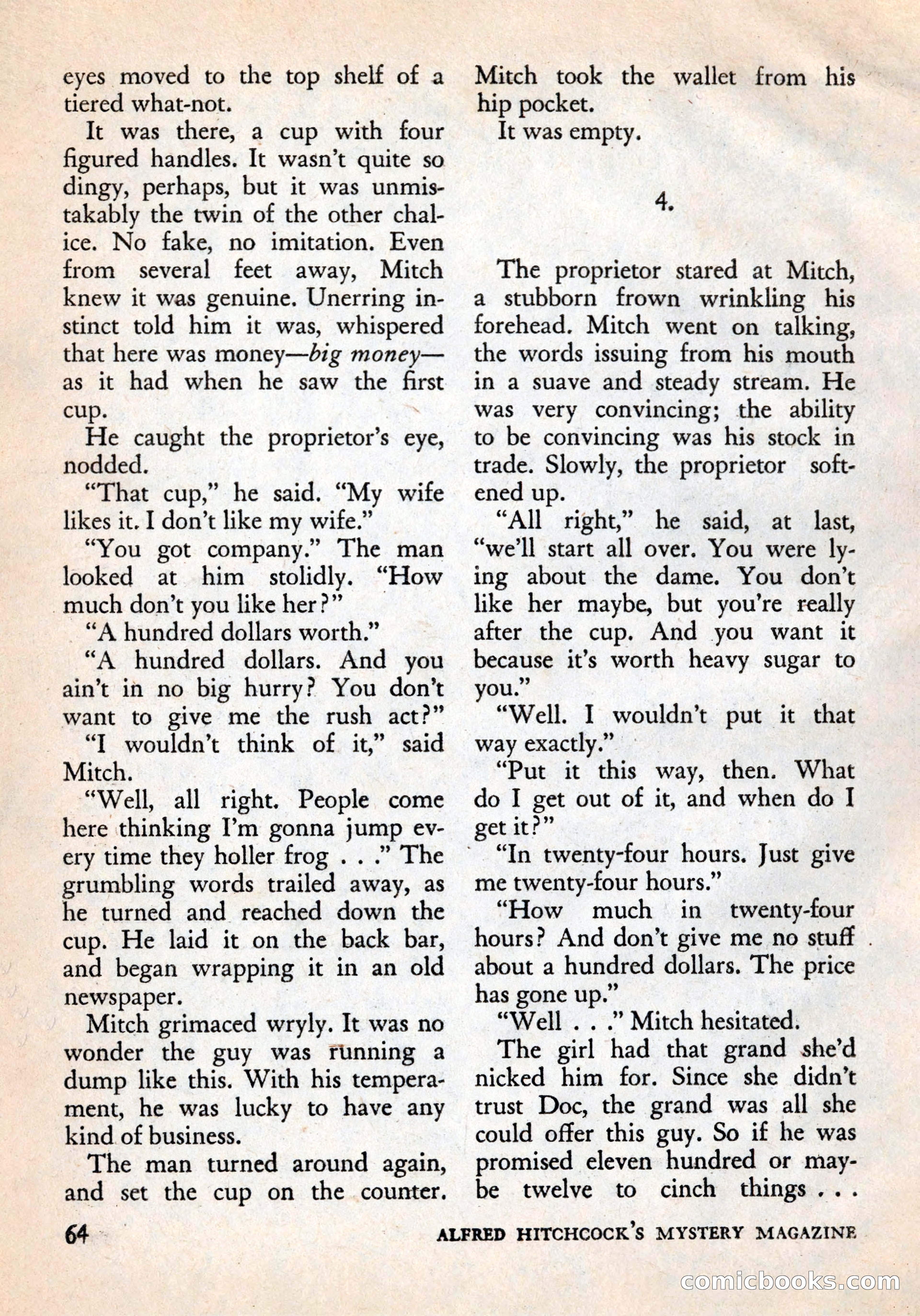 Alfred Hitchcock's Mystery Magazine, December 1956 — page 66 of 148