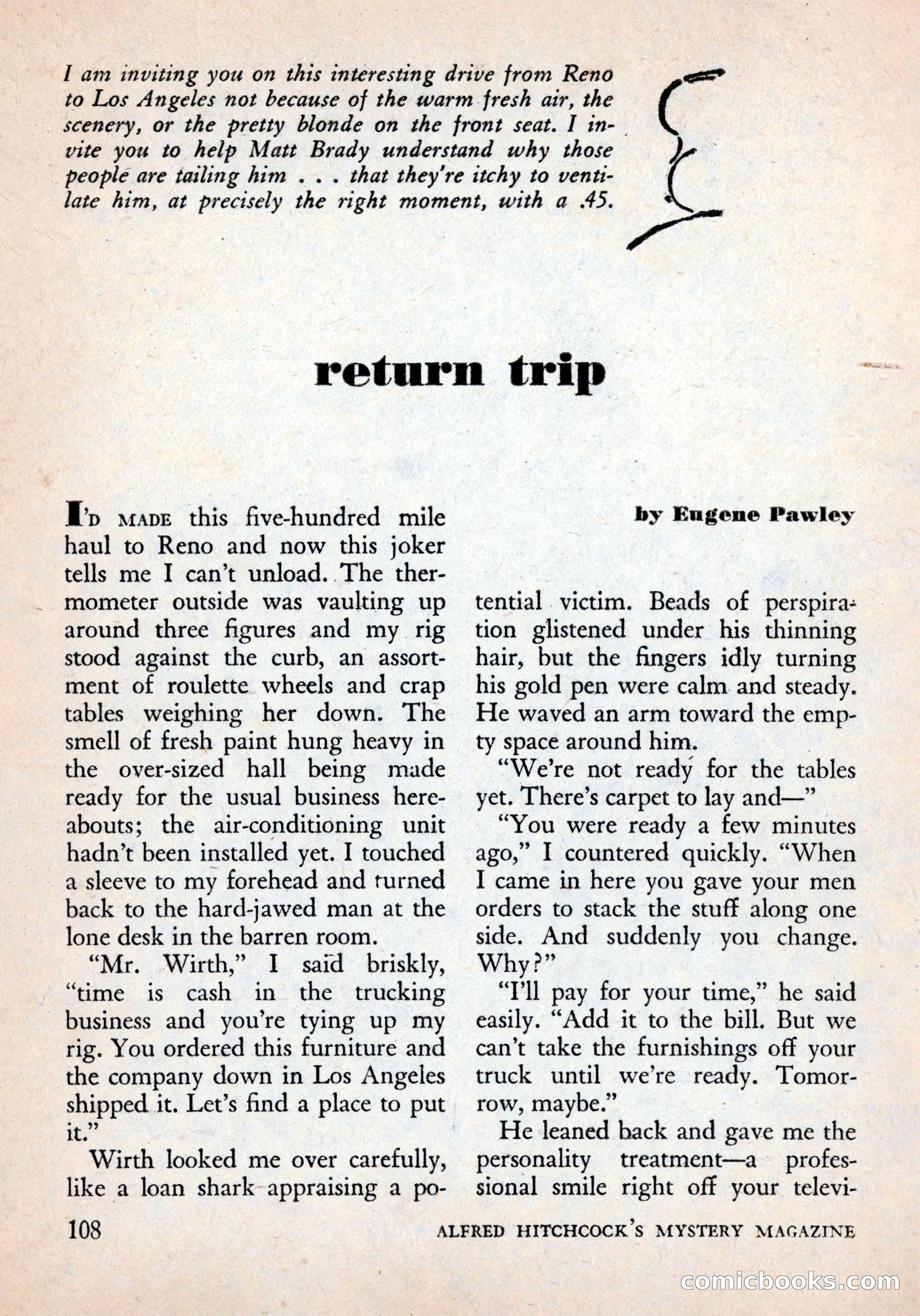 Alfred Hitchcock's Mystery Magazine, December 1956 — page 110 of 148