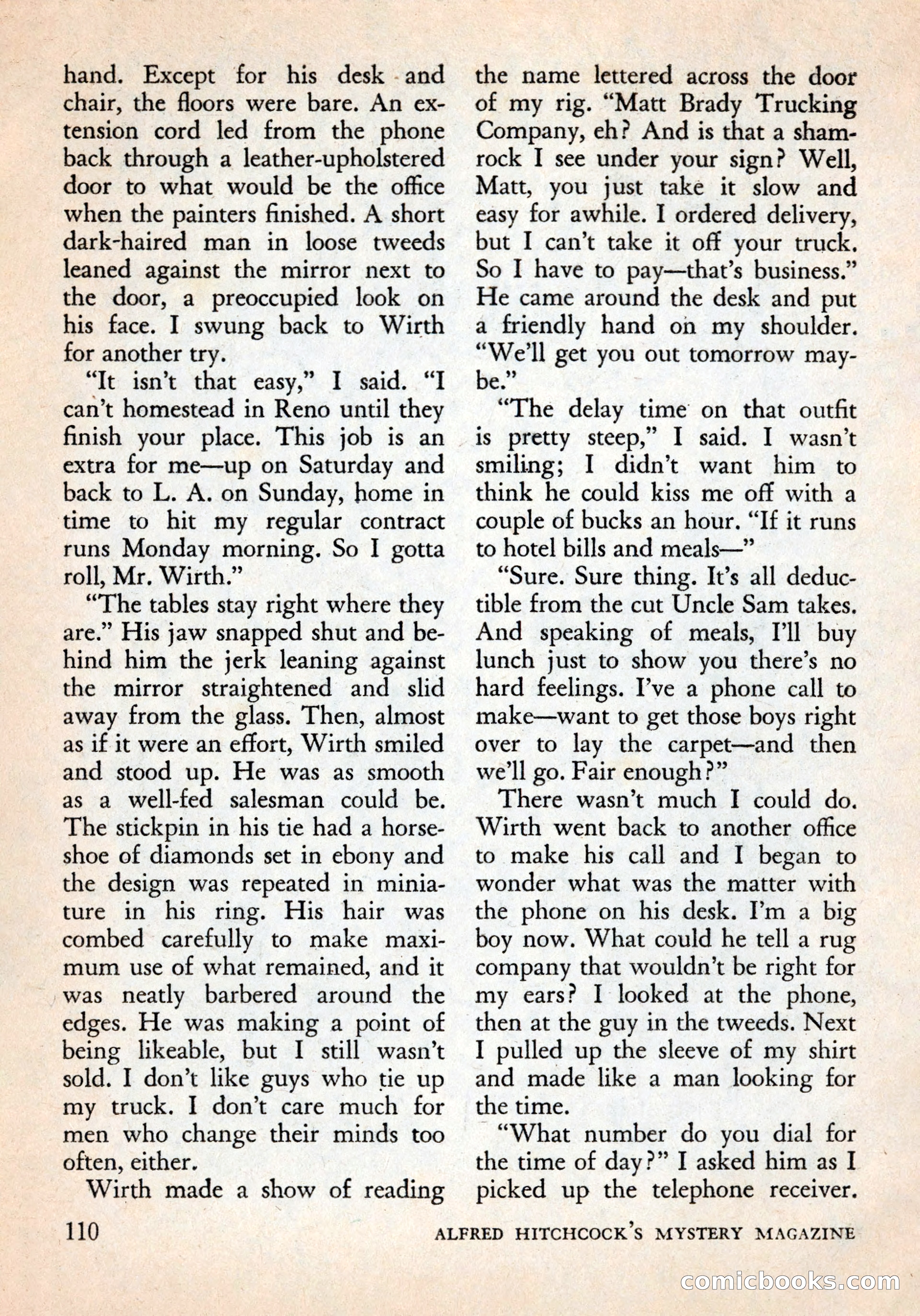 Alfred Hitchcock's Mystery Magazine, December 1956 — page 112 of 148