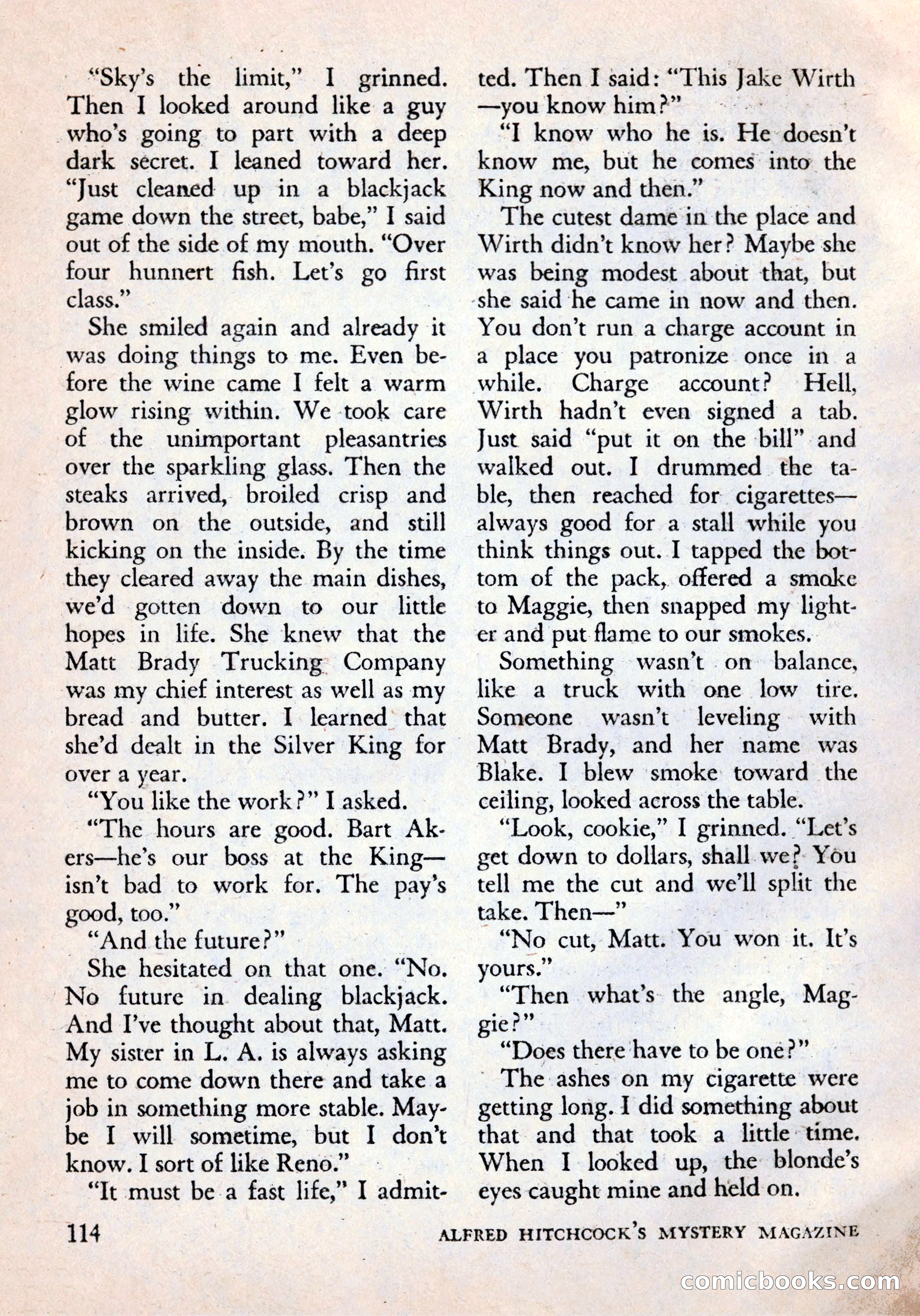 Alfred Hitchcock's Mystery Magazine, December 1956 — page 116 of 148