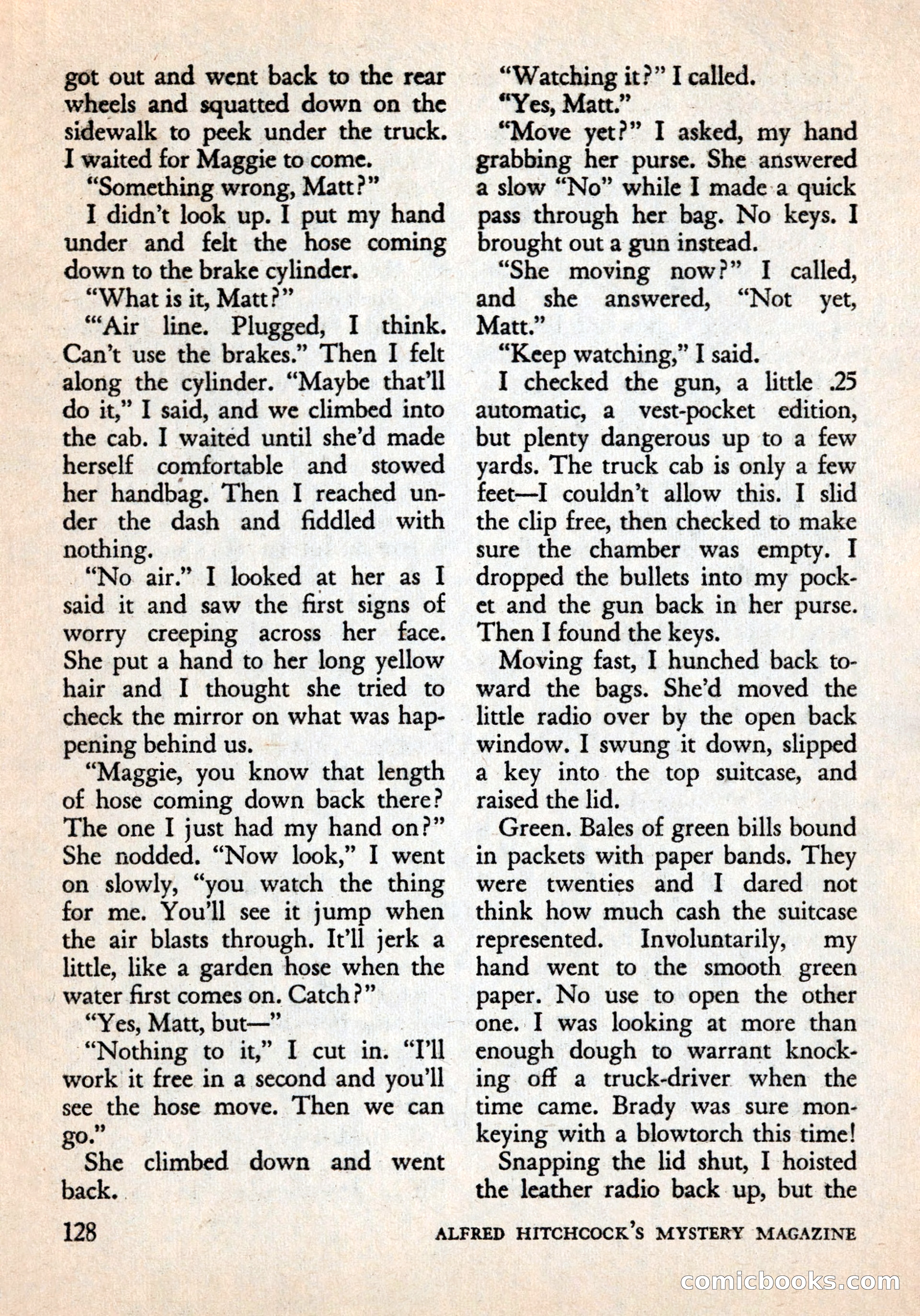 Alfred Hitchcock's Mystery Magazine, December 1956 — page 130 of 148