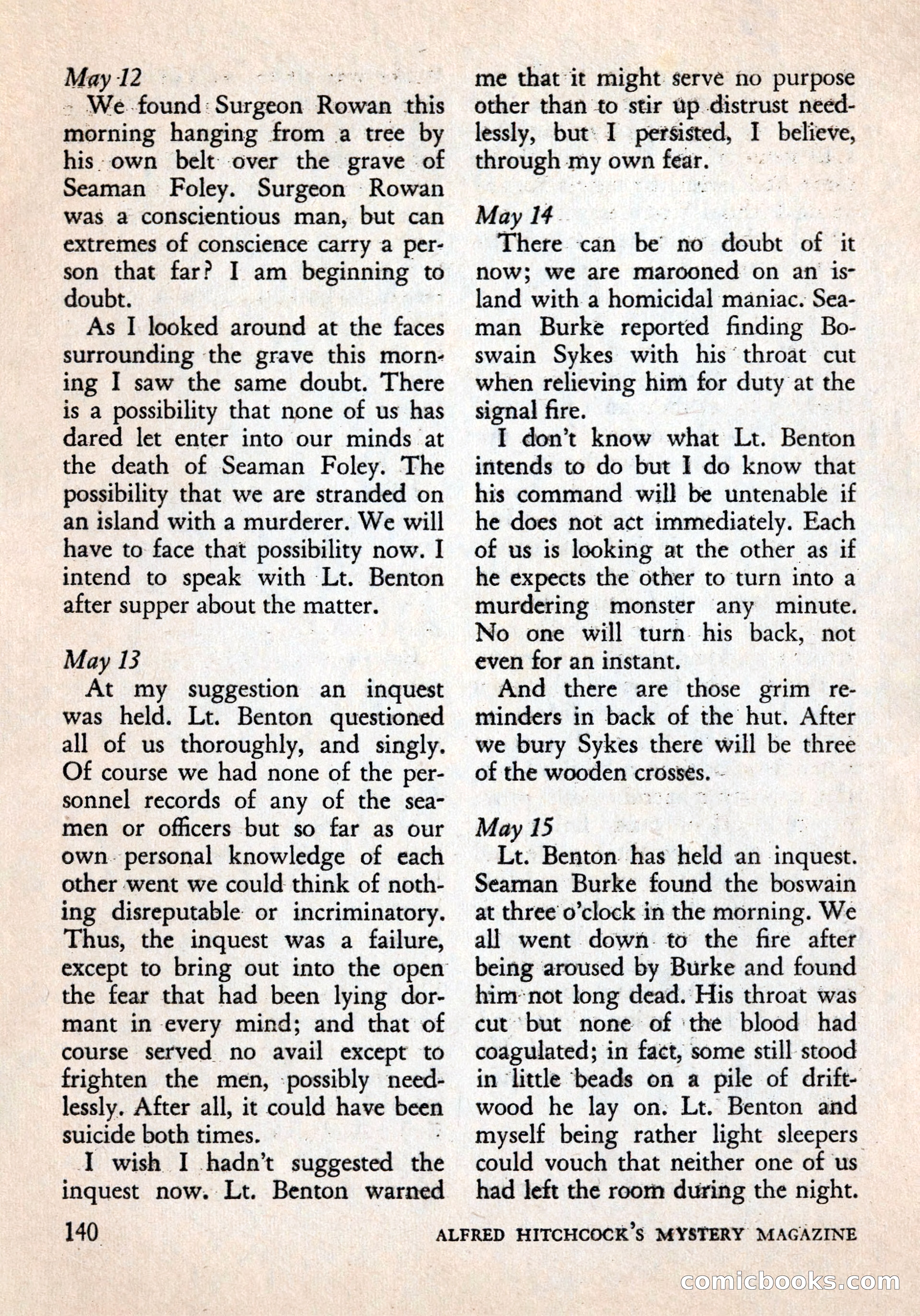Alfred Hitchcock's Mystery Magazine, December 1956 — page 142 of 148