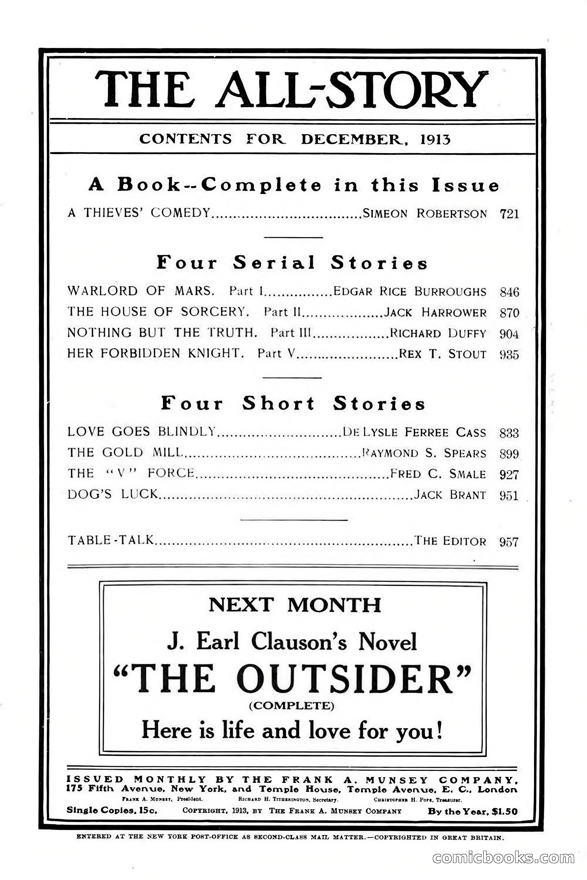 All Story Magazine, December 1913 — page 5 of 268