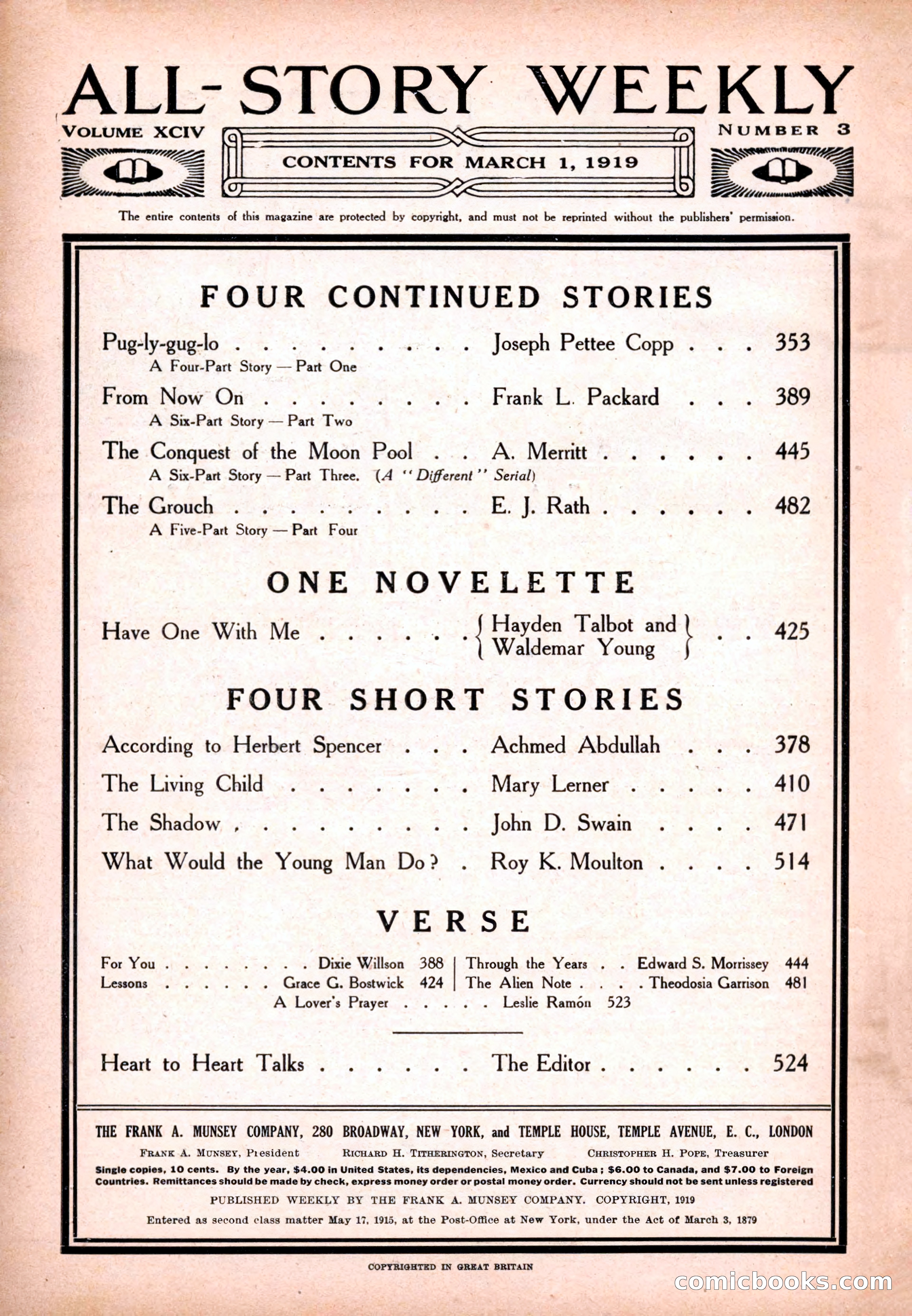All-Story Weekly, March 1, 1919 — page 4 of 192