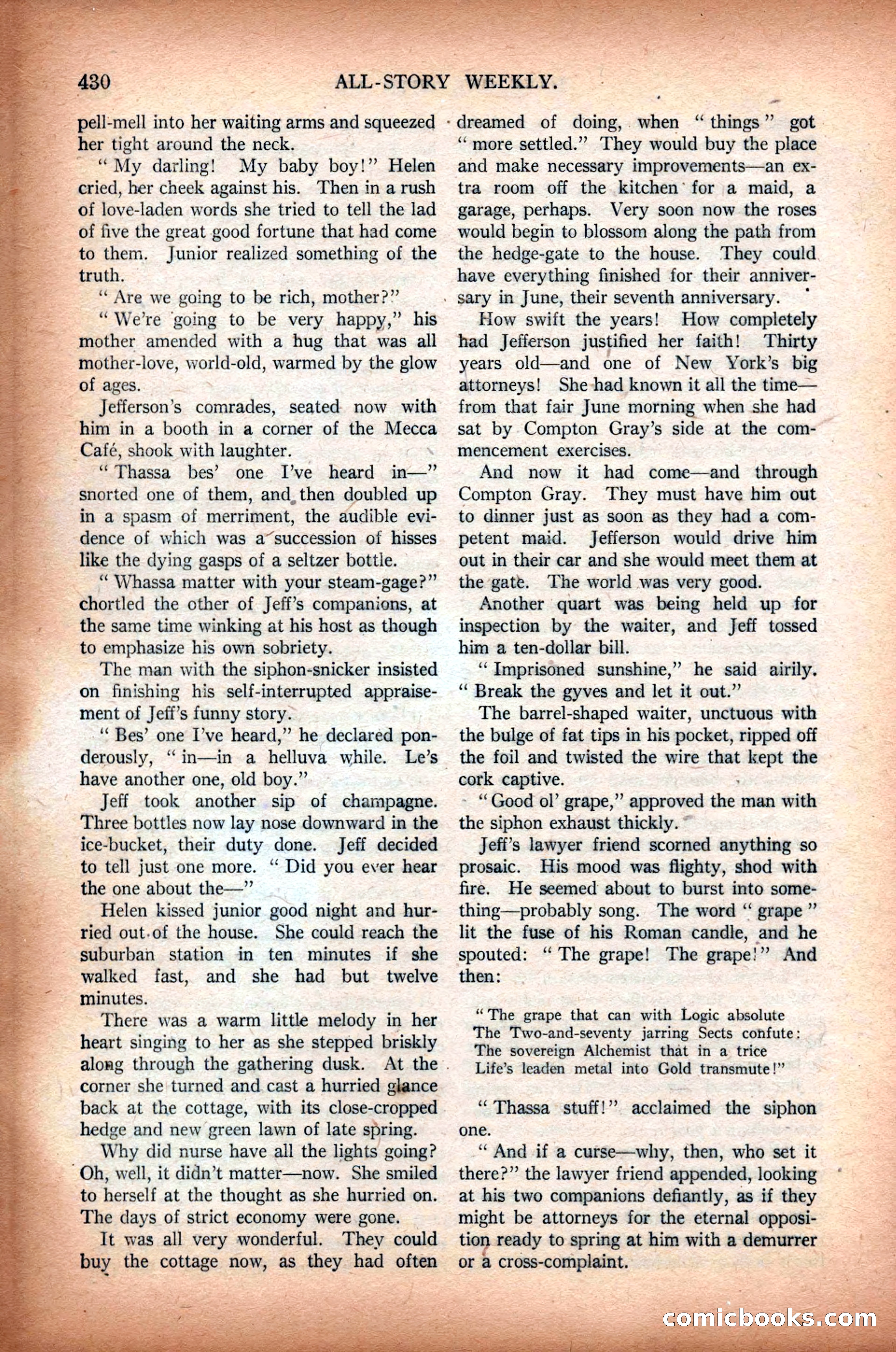 All-Story Weekly, March 1, 1919 — page 88 of 192