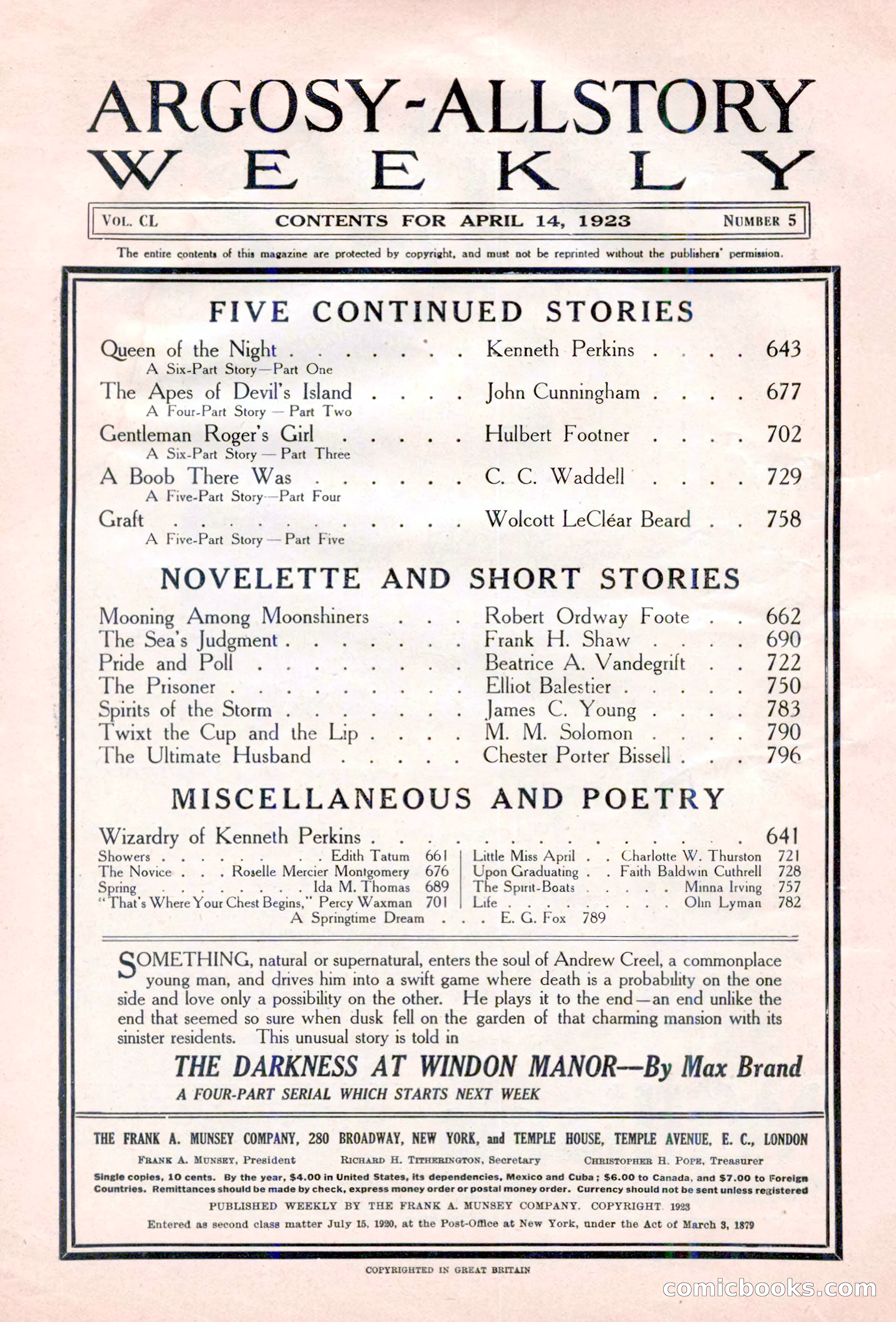 Argosy All-Story Weekly — page 4 of 180