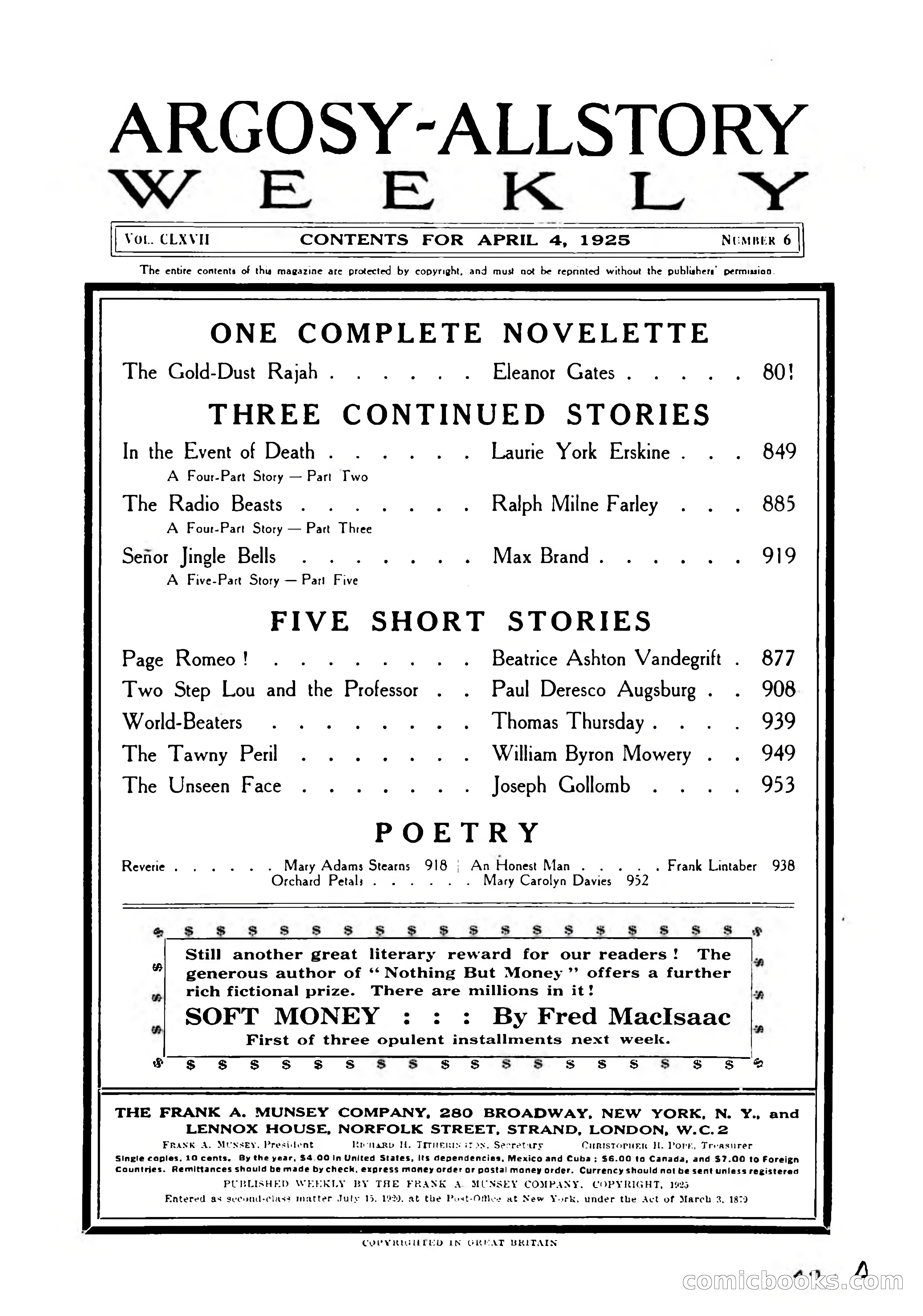 Argosy All-Story Weekly, April 4, 1925 — page 4 of 182